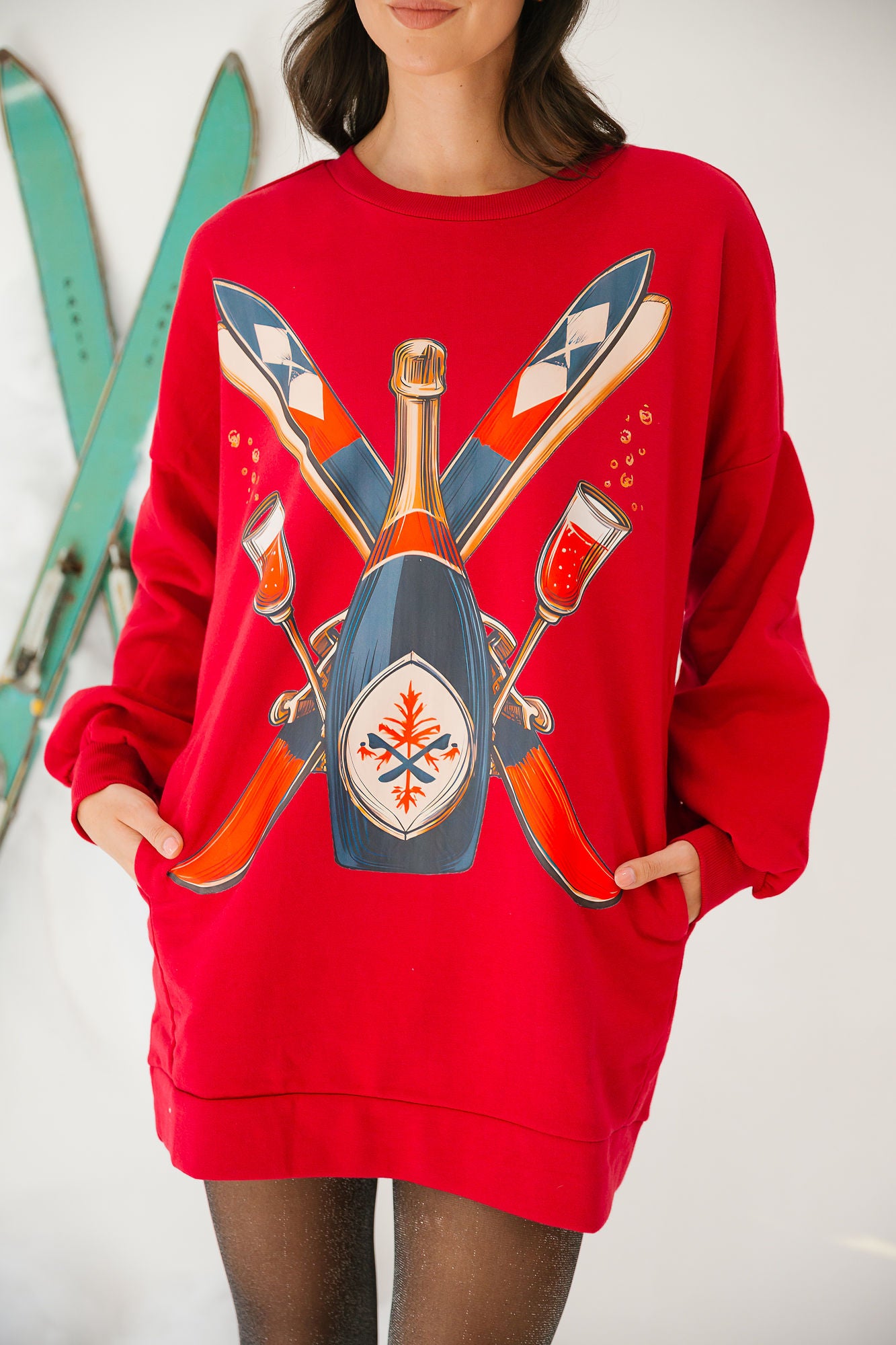 SKI CLUB RED PULLOVER DRESS DRESS Judith March