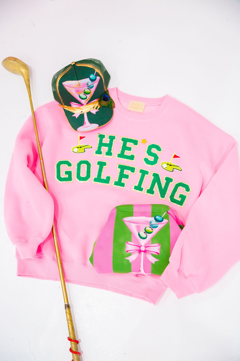 HE'S GOLFING PINK PULLOVER