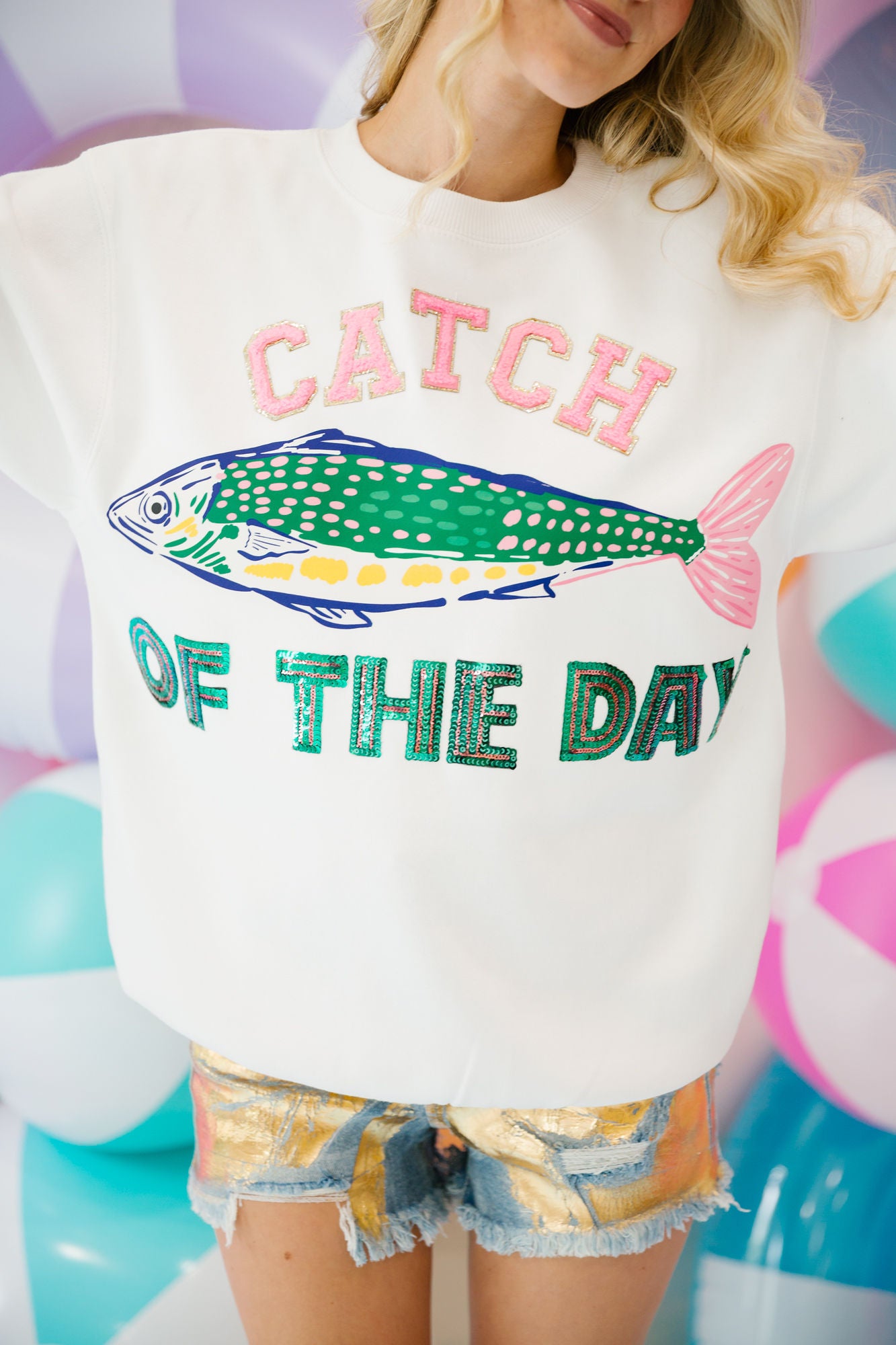 CATCH OF THE DAY WHITE PULLOVER SWEATER Judith March
