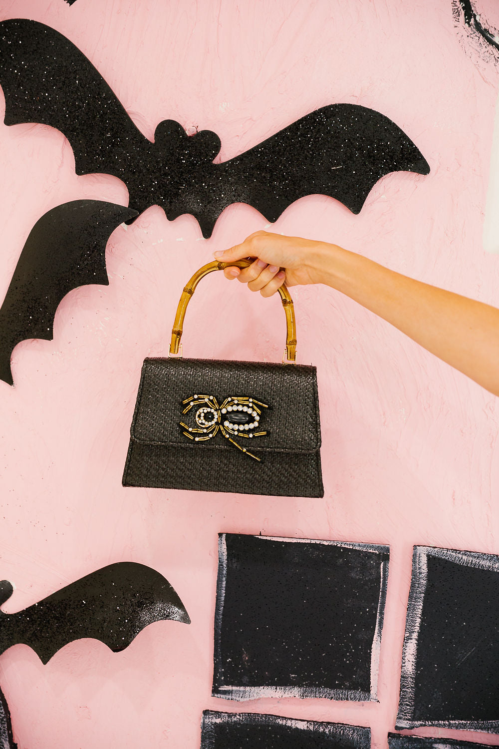 SPOOKY SPIDER BAMBOO HANDBAG Clutch Judith March