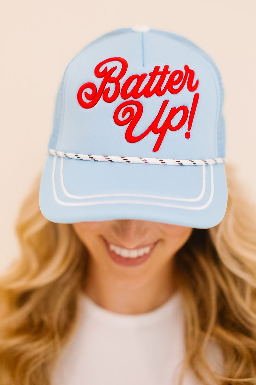 BATTER UP BLUE TRUCKER HAT HAT Judith March