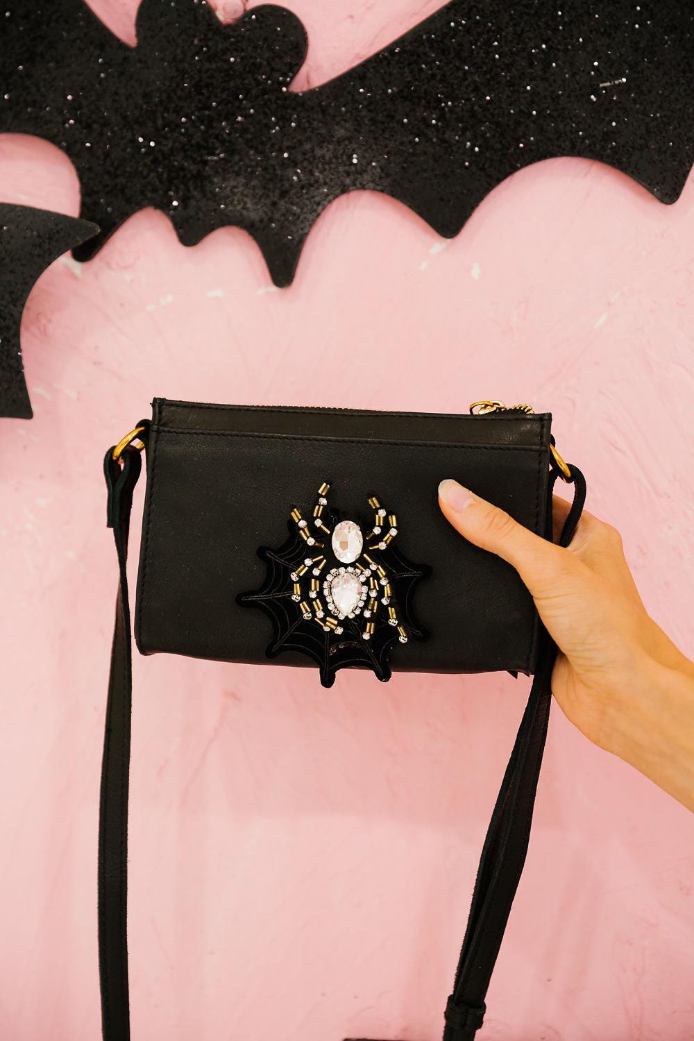 SPOOKY SPIDER BLACK CROSSBODY Clutch Judith March