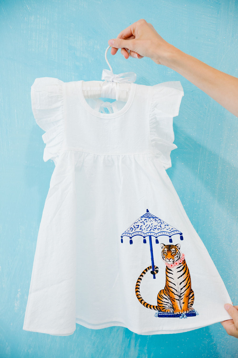 **MINI KIDS COASTAL TIGER WHITE DRESS DRESS Judith March