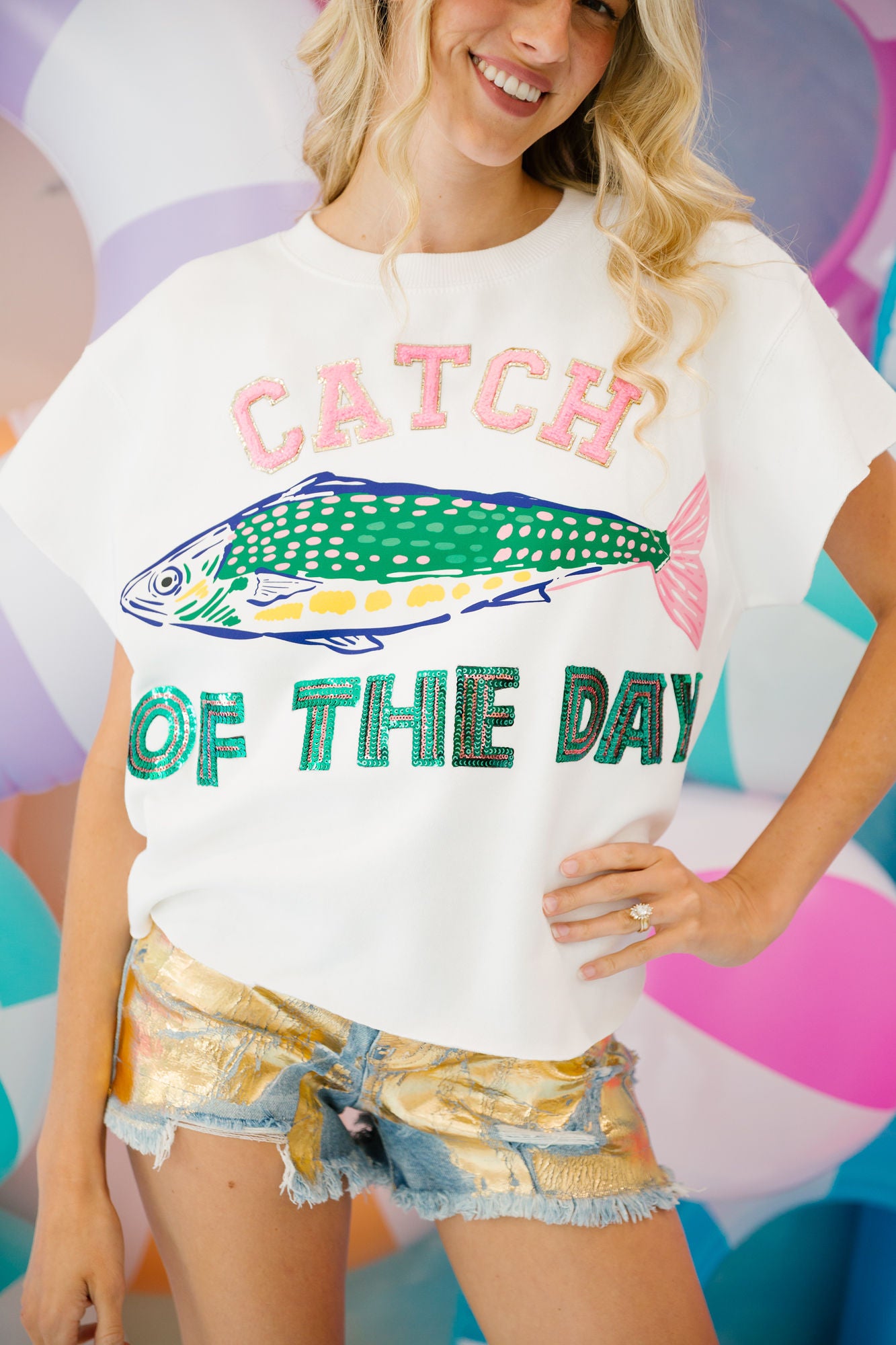 CATCH OF THE DAY WHITE PULLOVER SWEATER Judith March