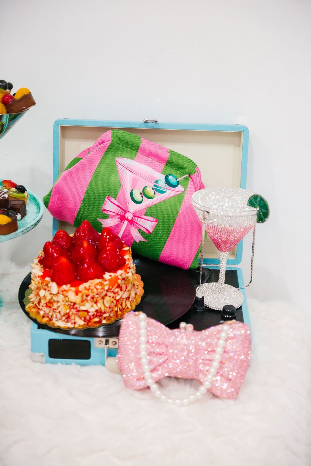 BOW MARTINI STRIPED CLUTCH PURSE Judith March