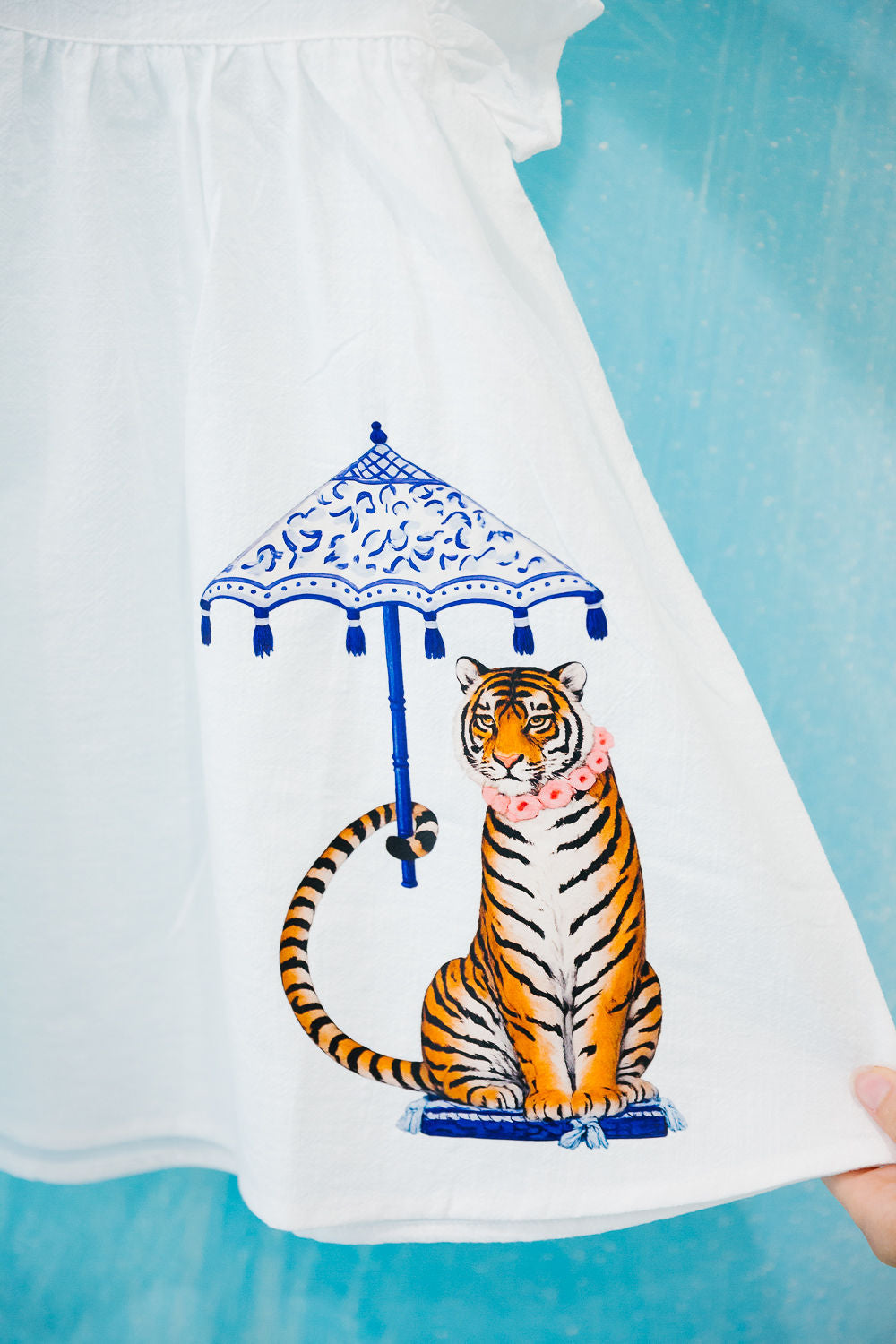 **MINI KIDS COASTAL TIGER WHITE DRESS DRESS Judith March