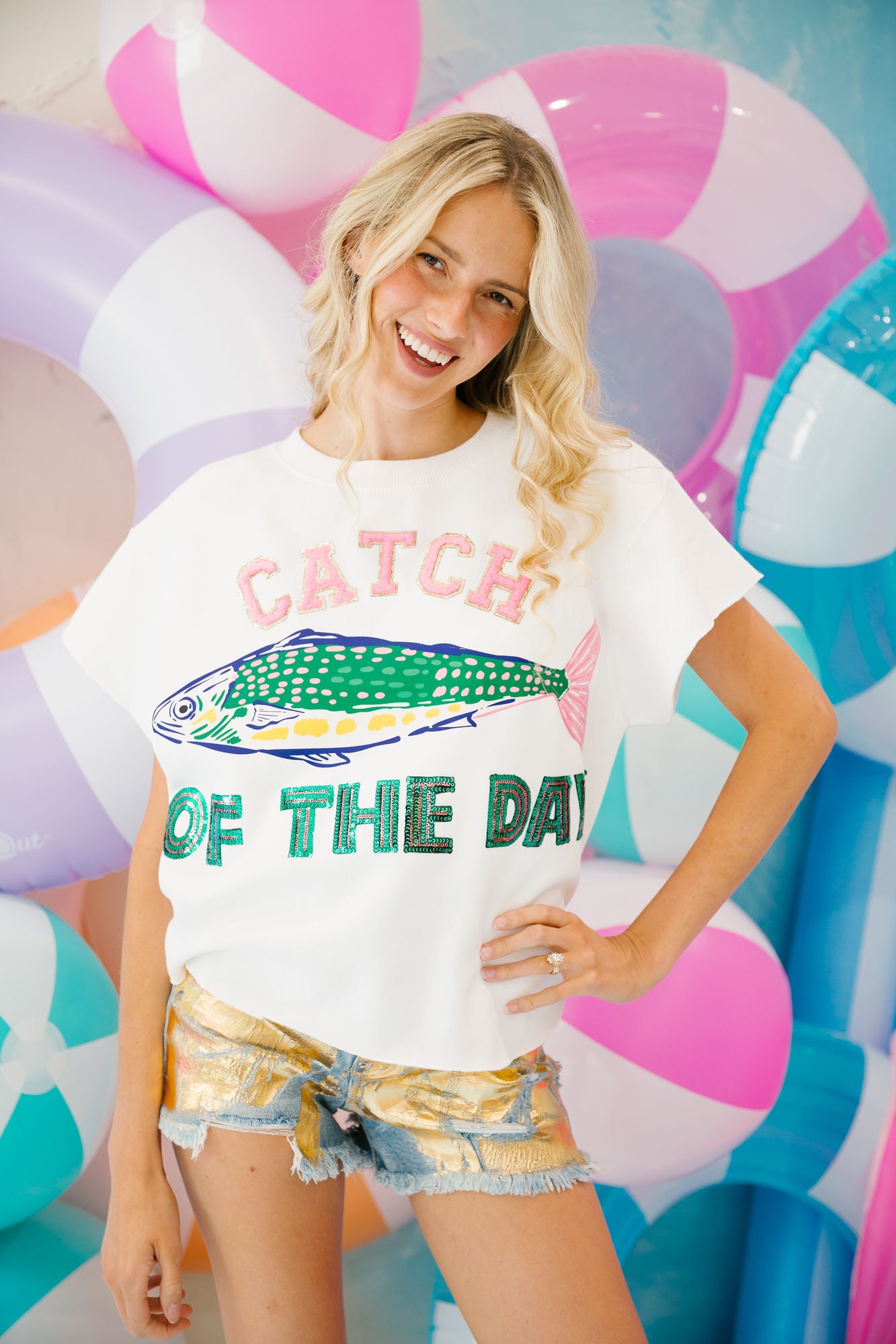 CATCH OF THE DAY WHITE PULLOVER SWEATER Judith March