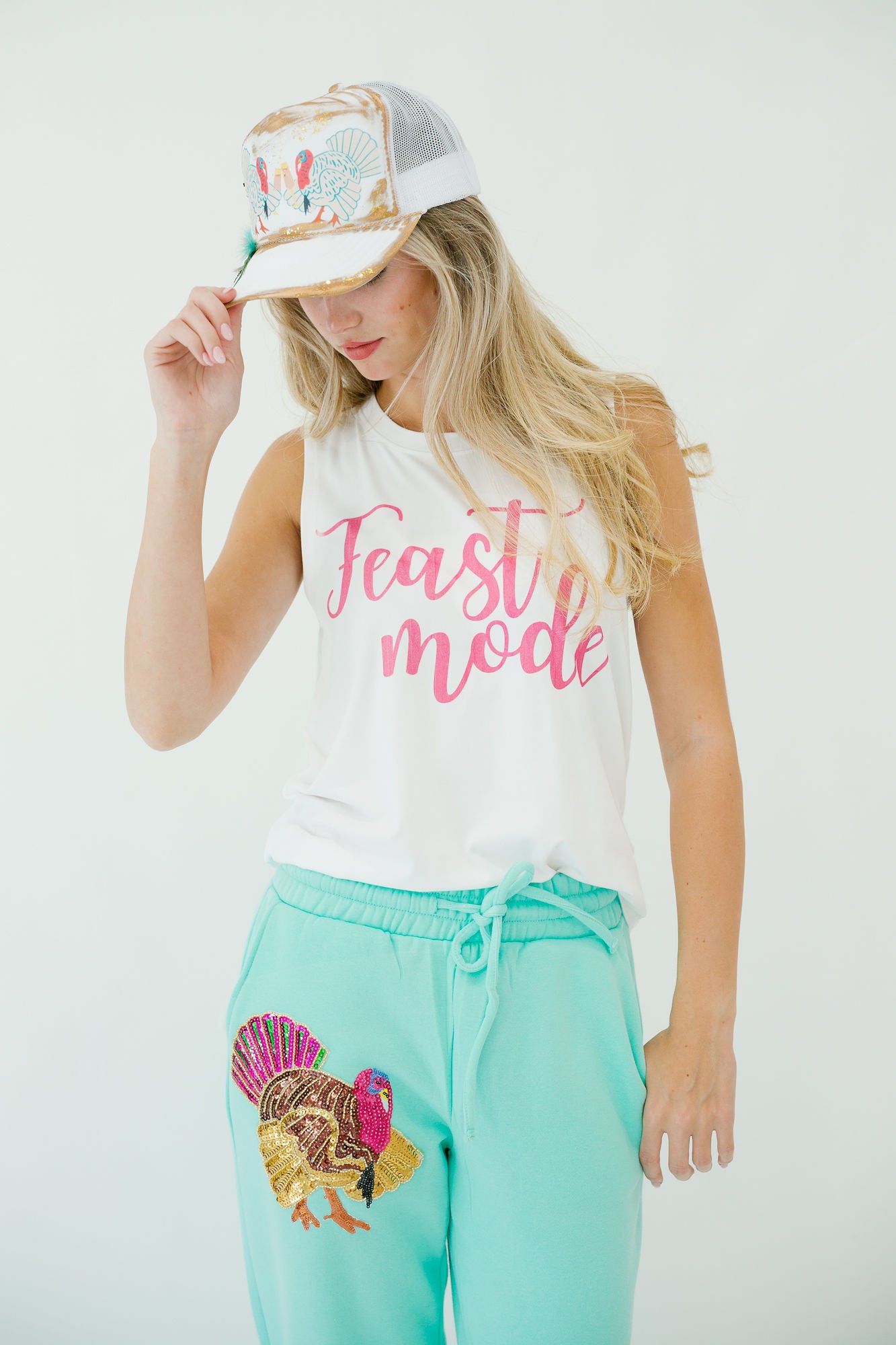 FEAST MODE WHITE TANK TANK Judith March