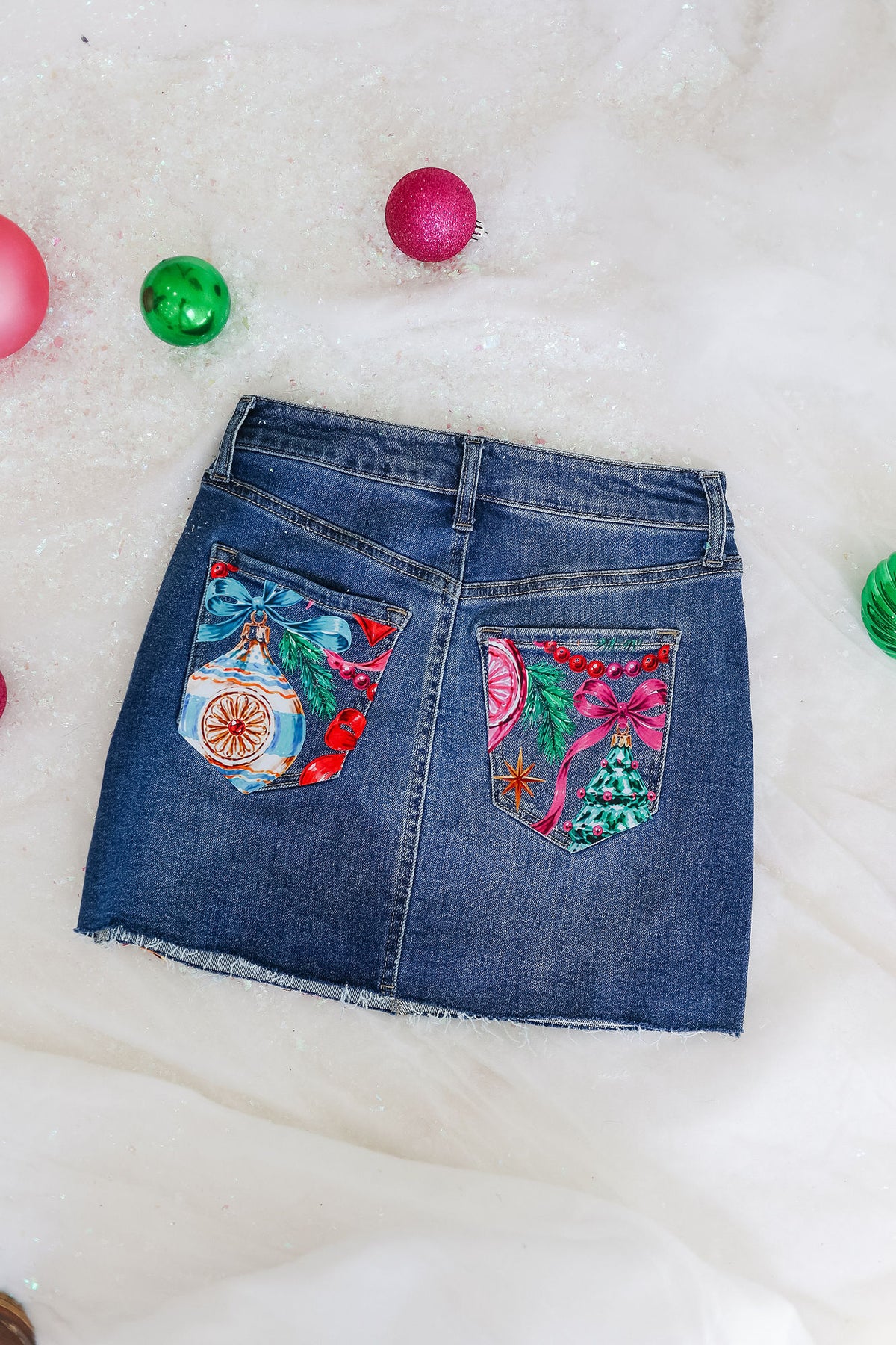 DECK THE HALLS DENIM SKIRT SKIRT Judith March