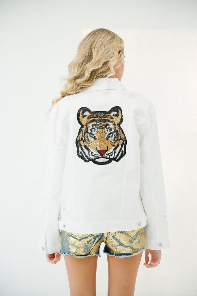 IN THE JUNGLE WHITE DENIM JACKET JACKET Judith March SMALL  