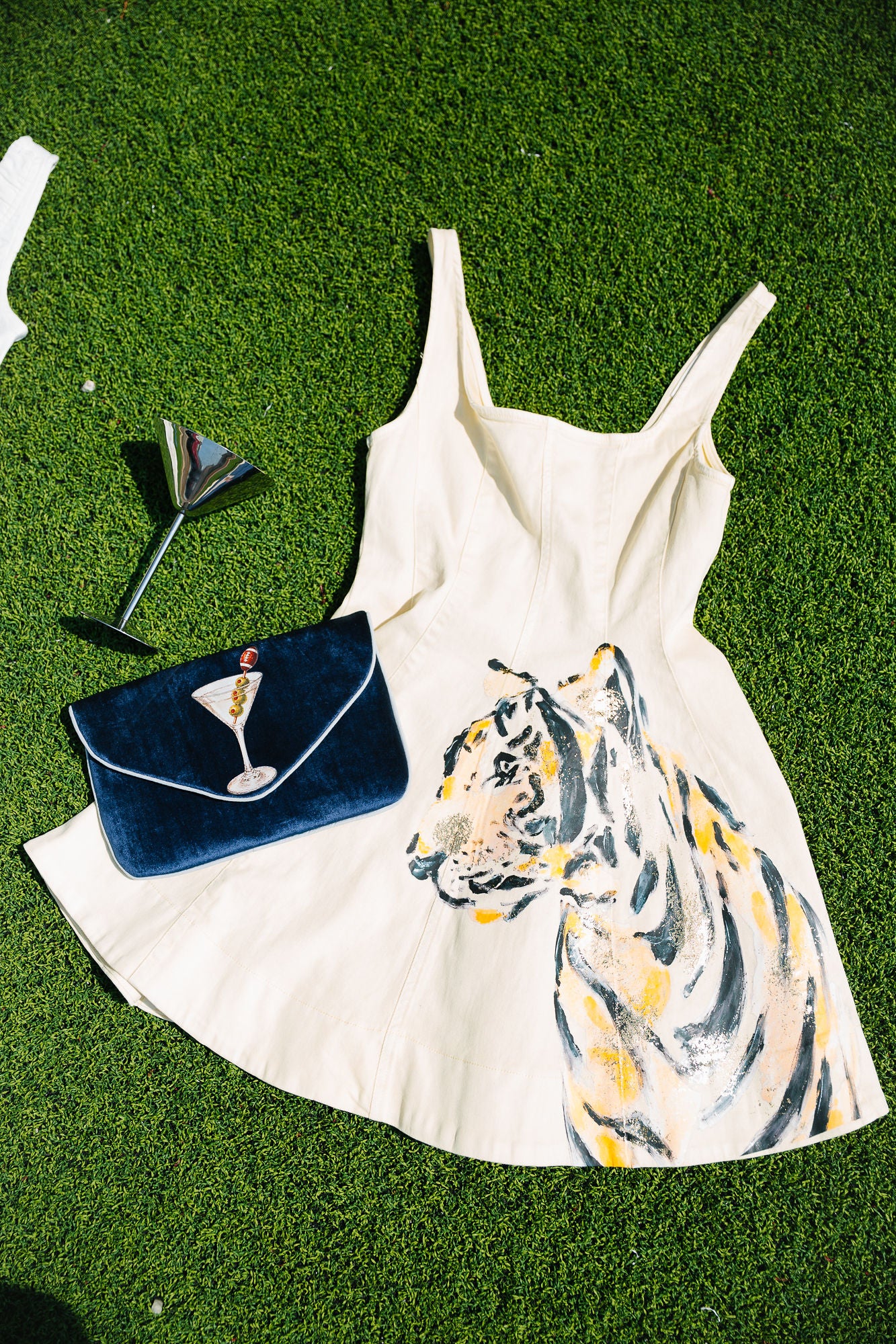 TOUCHDOWN TIGER HAND PAINTED YELLOW DRESS DRESS Judith March