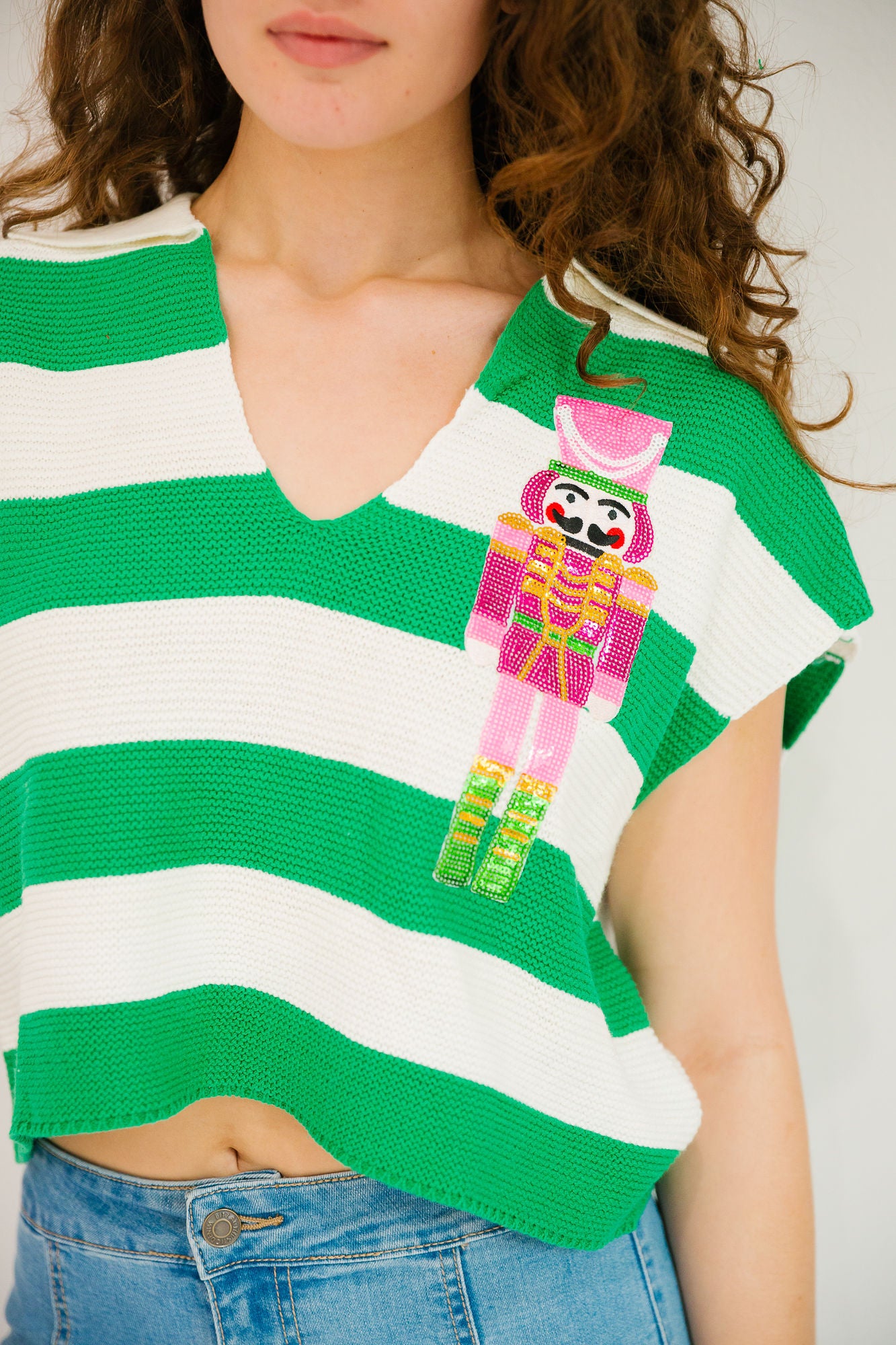 *NUTCRACKER GREEN STRIPED TOP - MULTIPLE SIZES PULLOVER Judith March