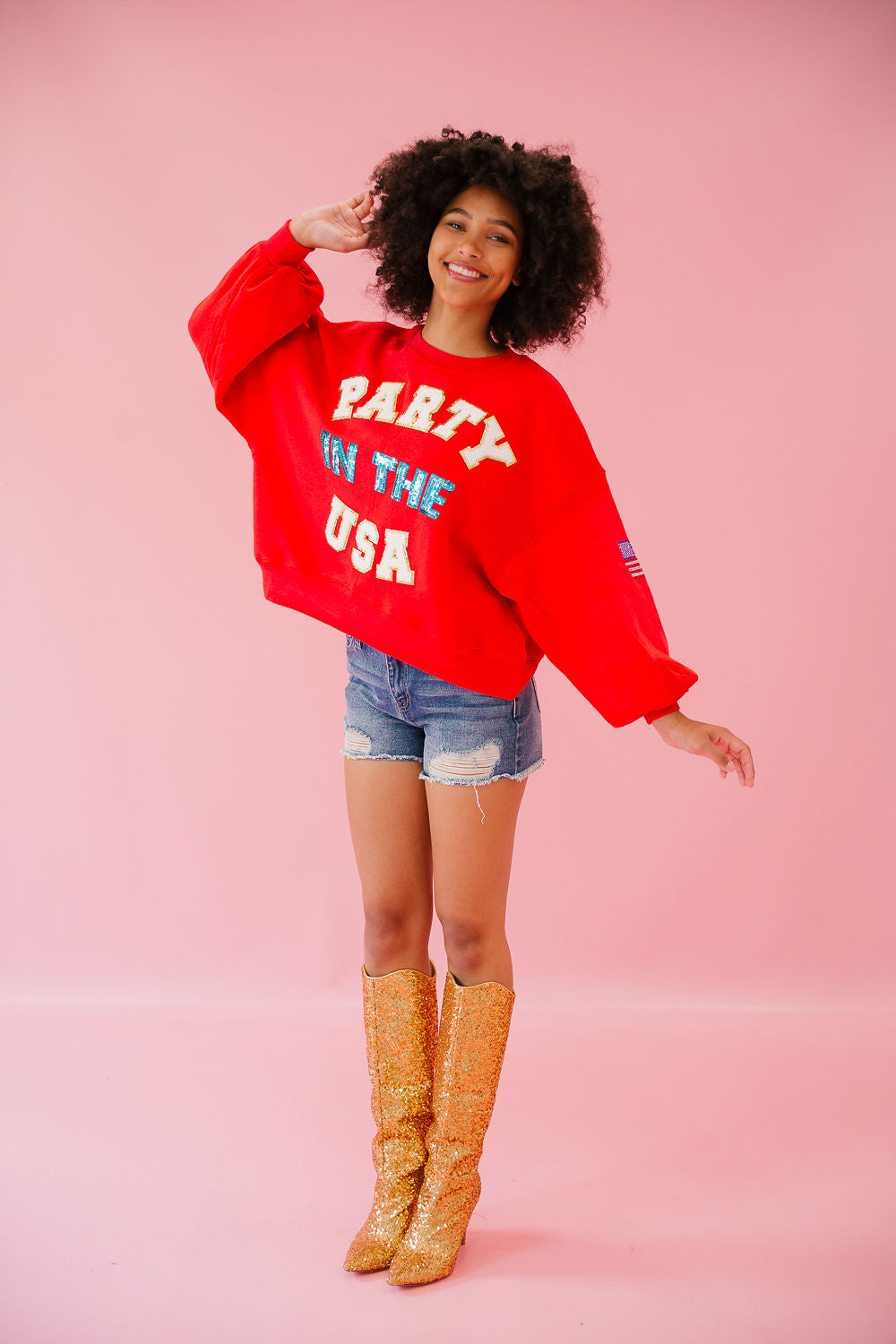 PARTY IN THE USA RED PULLOVER pullover Judith March