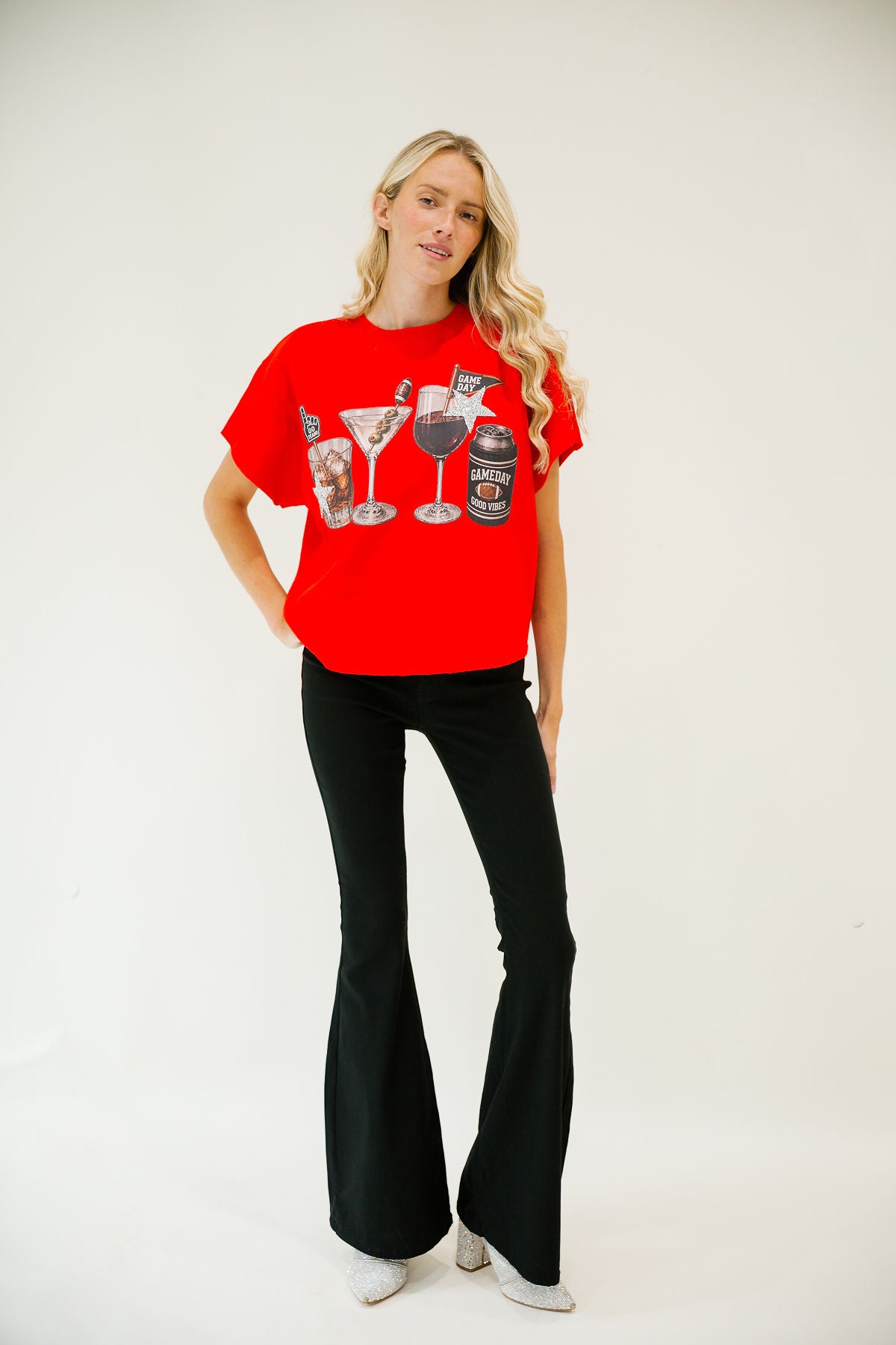 COCKTAILS & KICKOFFS RED PULLOVER
