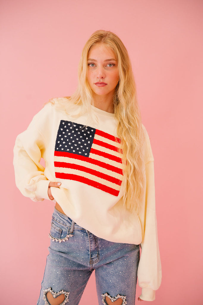 FLAG PATCH CREAM PULLOVER pullover Judith March   