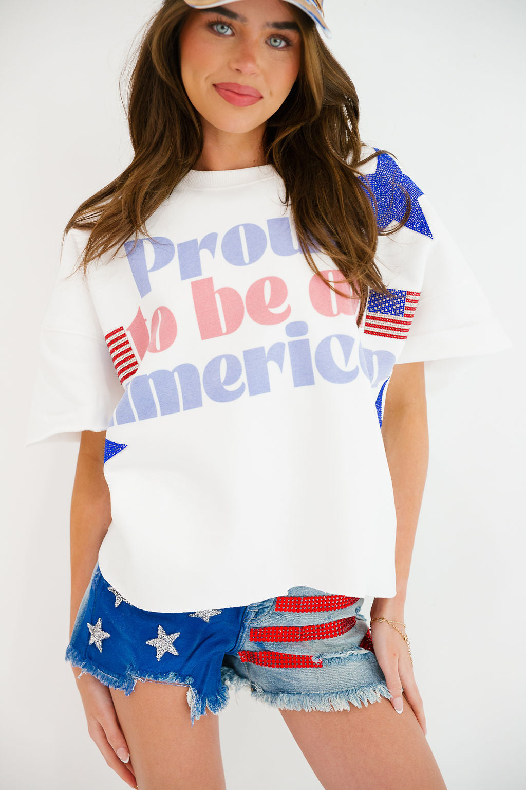 PROUD TO BE AMERICAN SLEEVELESS PULLOVER SWEATER Judith March