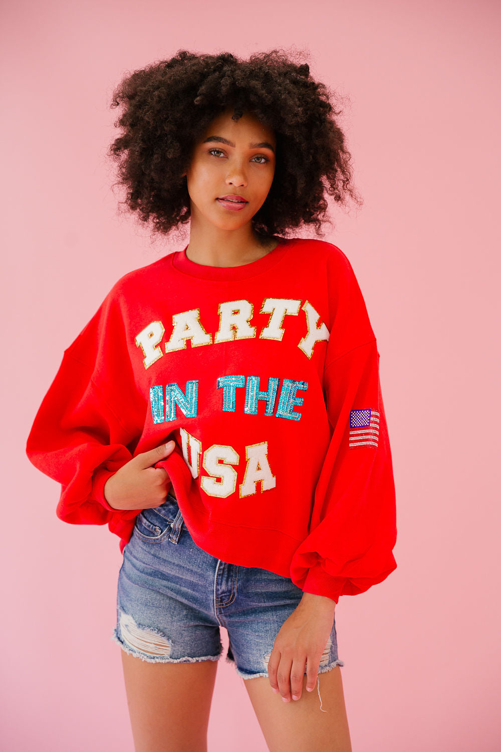 PARTY IN THE USA RED PULLOVER pullover Judith March