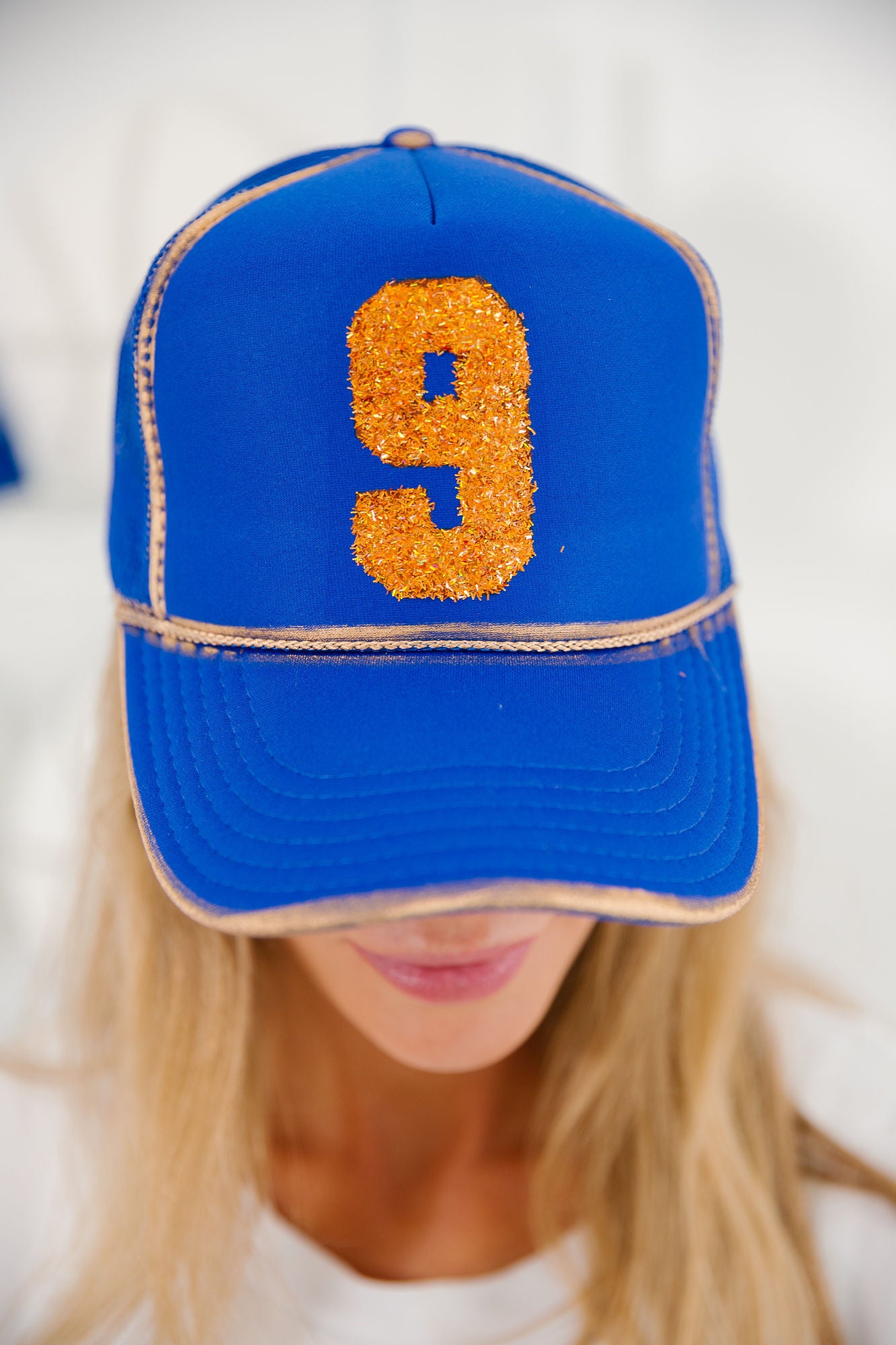CUSTOM GLITTER NUMBER TRUCKER HATS HAT Judith March
