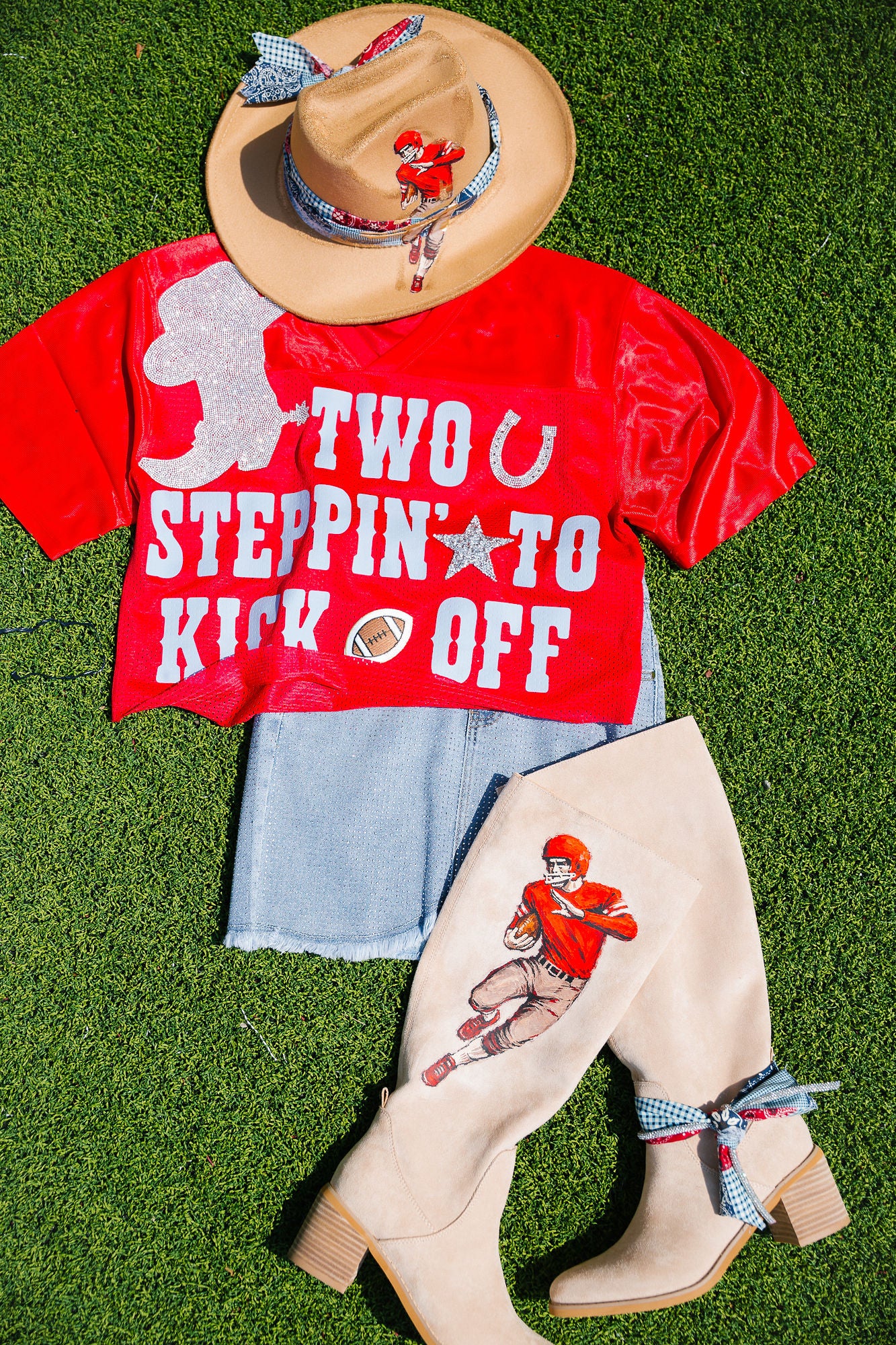 TWO STEPPIN' TO KICKOFF RED JERSEY jersey Judith March