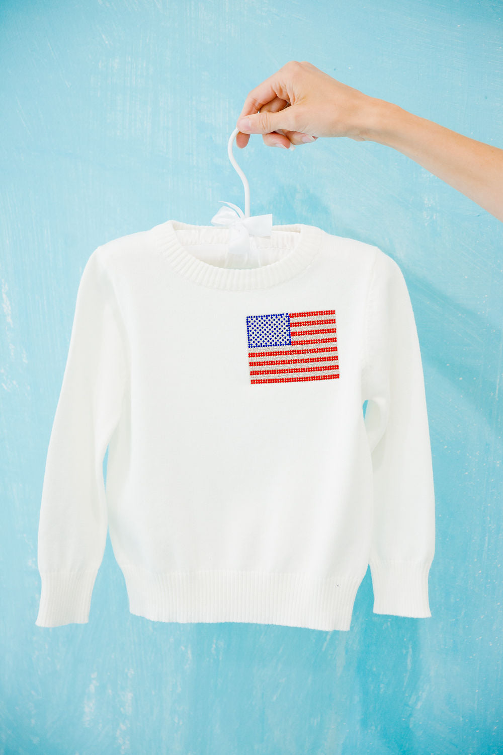 **MINI KIDS AMERICAN FLAG WHITE SWEATER SWEATER Judith March