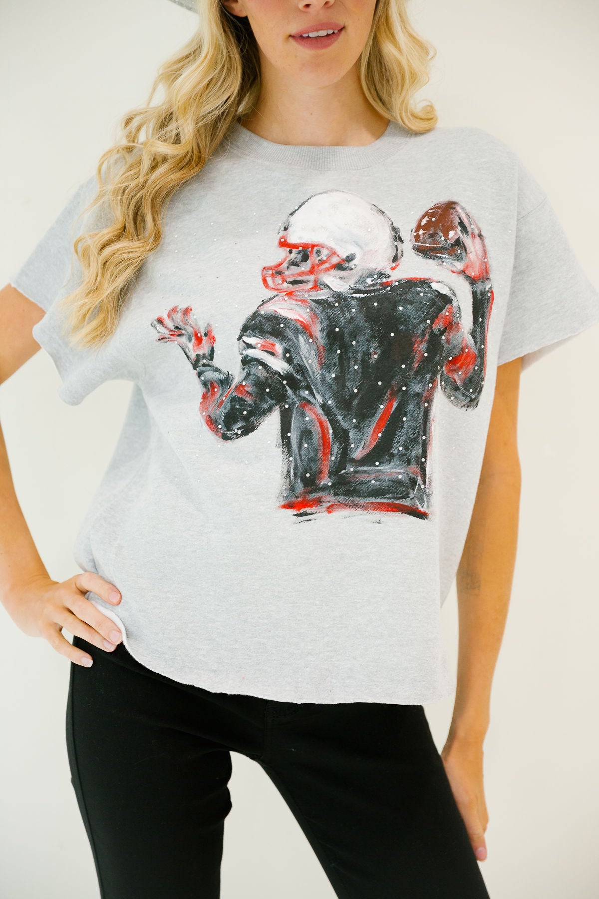 HAIL MARY HAND PAINTED GREY PULLOVER