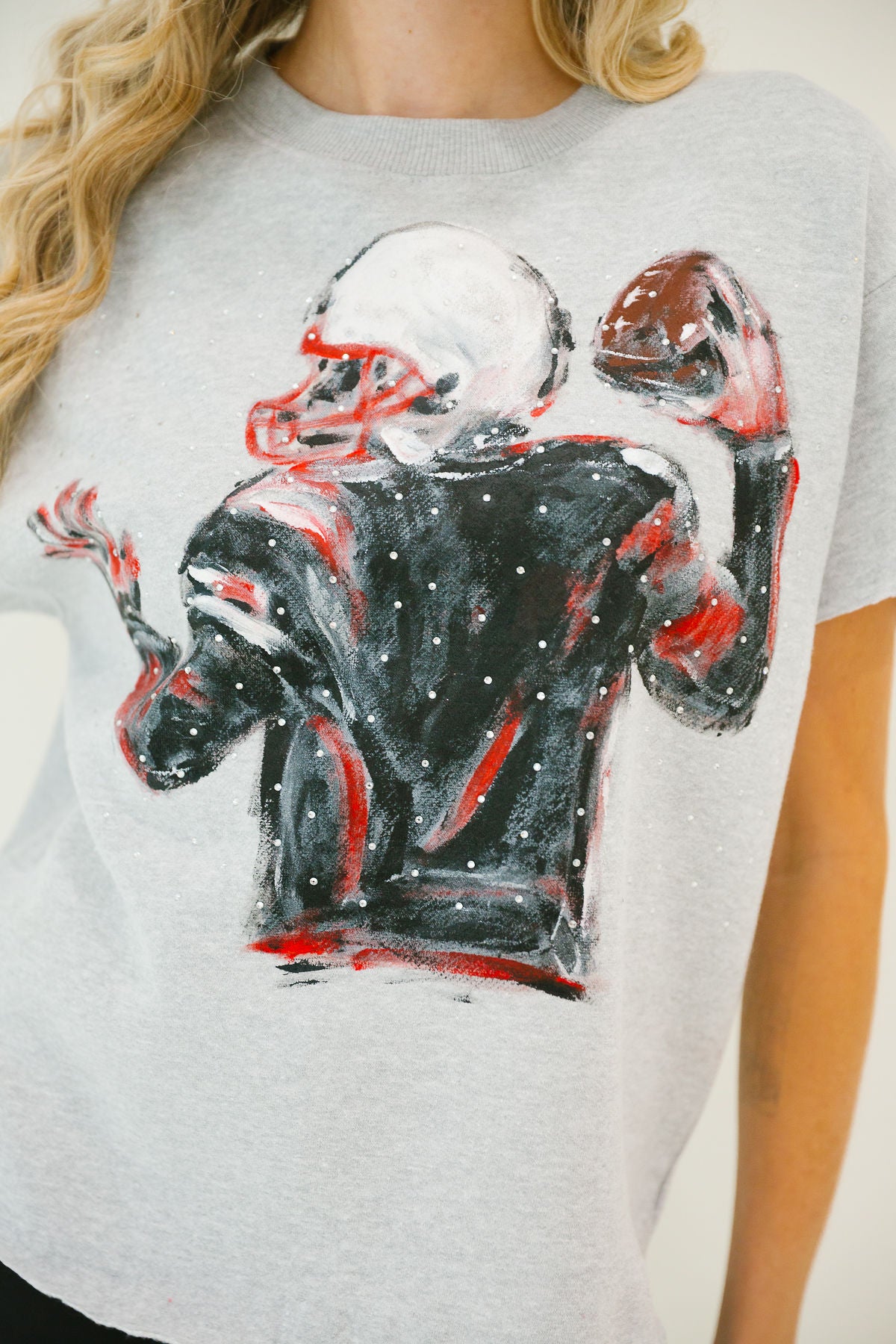 HAIL MARY HAND PAINTED GREY PULLOVER