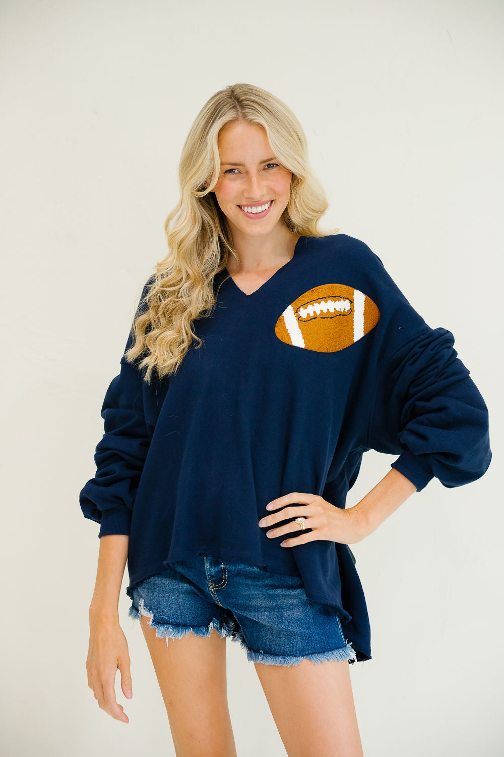 **FOOTBALL NAVY HOODED PULLOVER - L/XL PULLOVER Judith March
