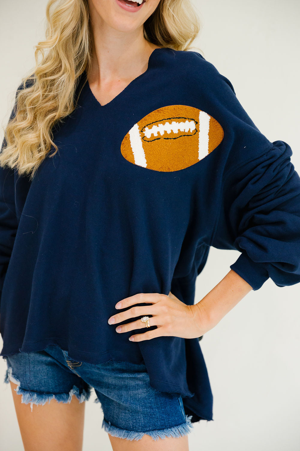 **FOOTBALL NAVY HOODED PULLOVER - L/XL PULLOVER Judith March