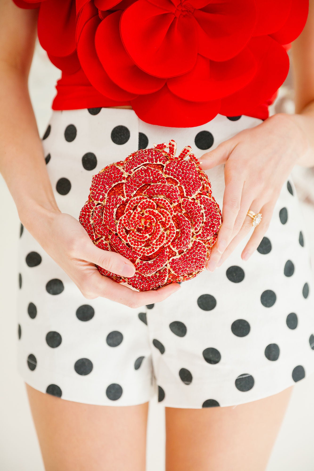 ENCHANTED ROSE RHINESTONE CLUTCH PURSE Judith March