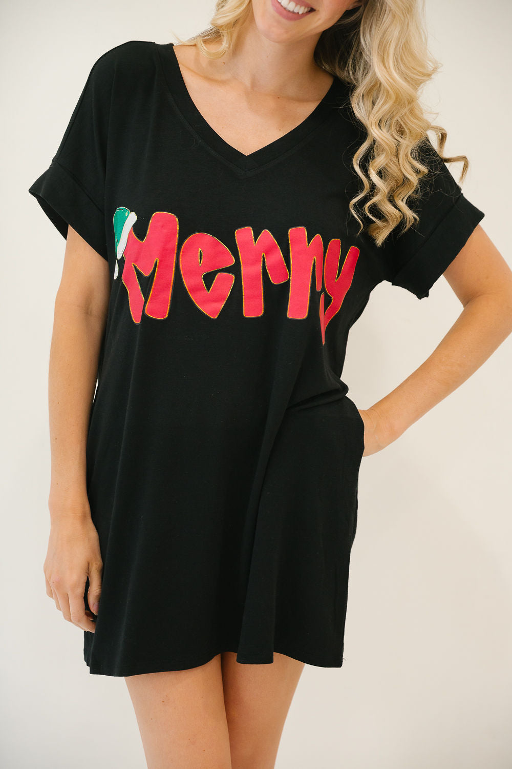 *BLACK MERRY TSHIRT DRESS - LARGE DRESS Judith March