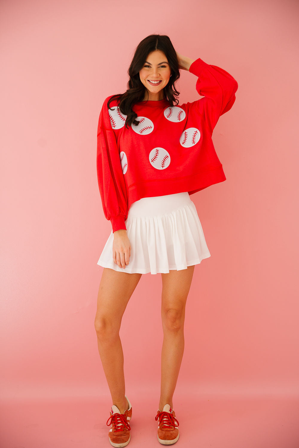 BASEBALL PATCH RED PULLOVER pullover Judith March   