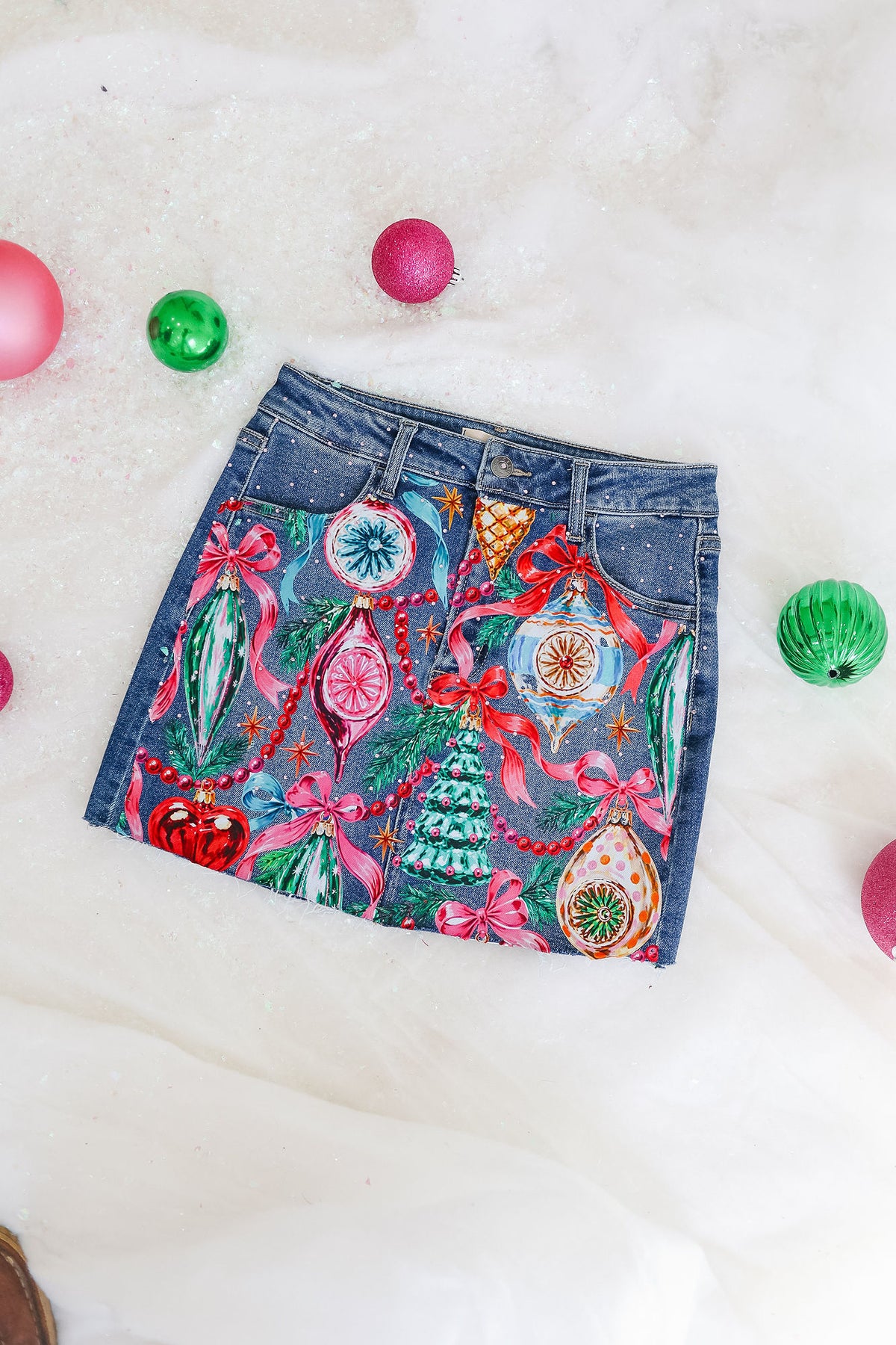 DECK THE HALLS DENIM SKIRT SKIRT Judith March