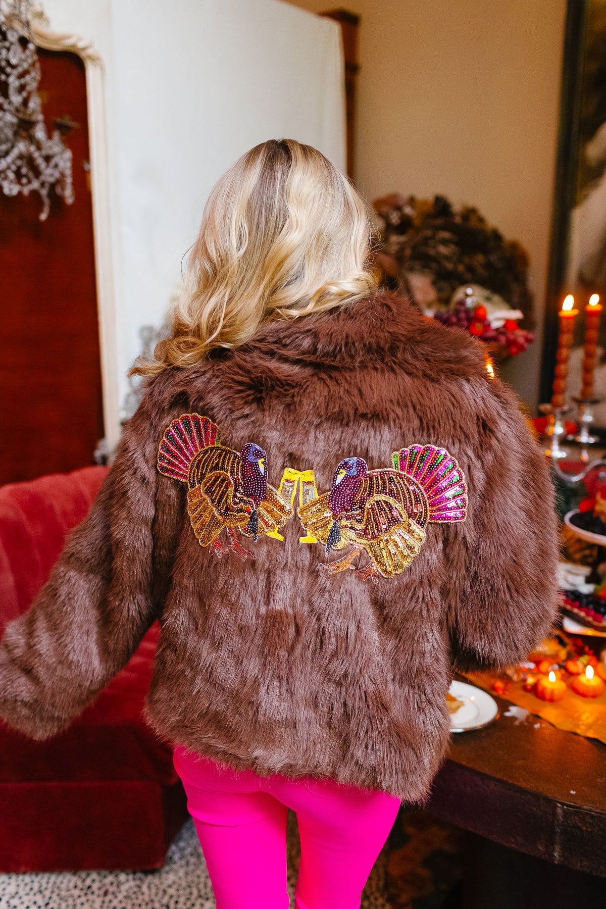 TURKEY CHEERS BROWN FUR JACKET JACKET Judith March