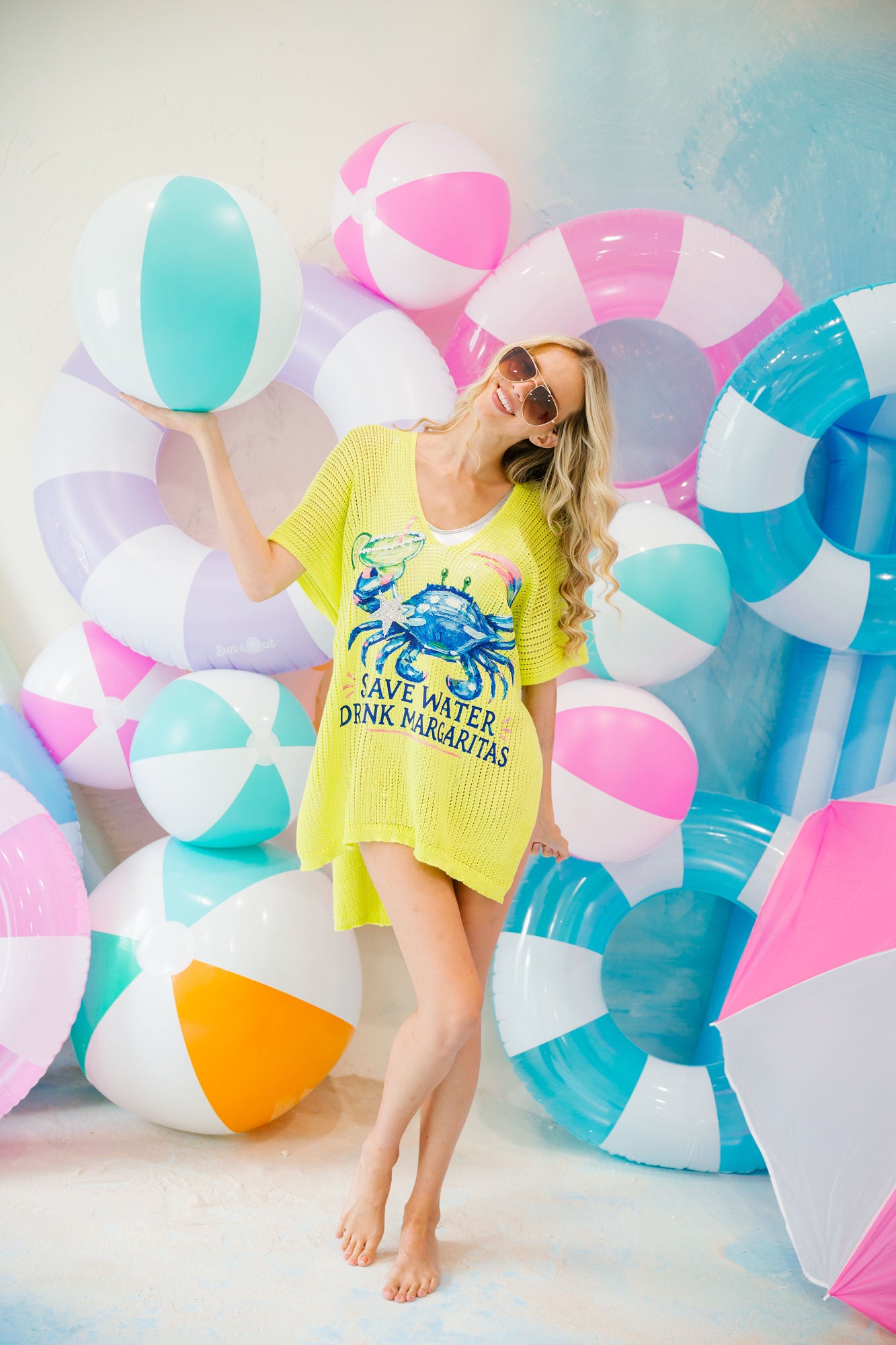 SAVE WATER DRINK MARGS NEON COVERUP SWEATER Judith March
