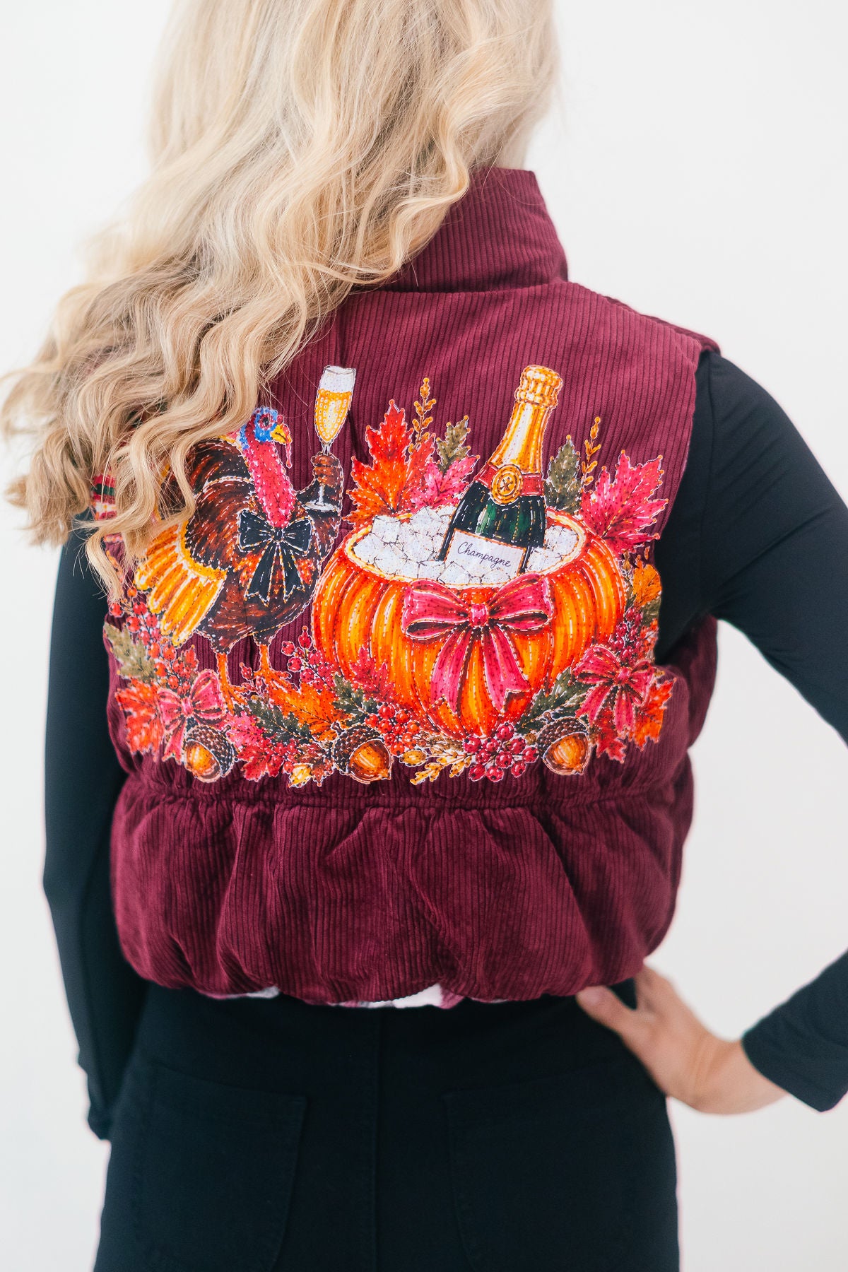 CHEERS TO THE TURKEY REVERSIBLE VEST VEST Judith March