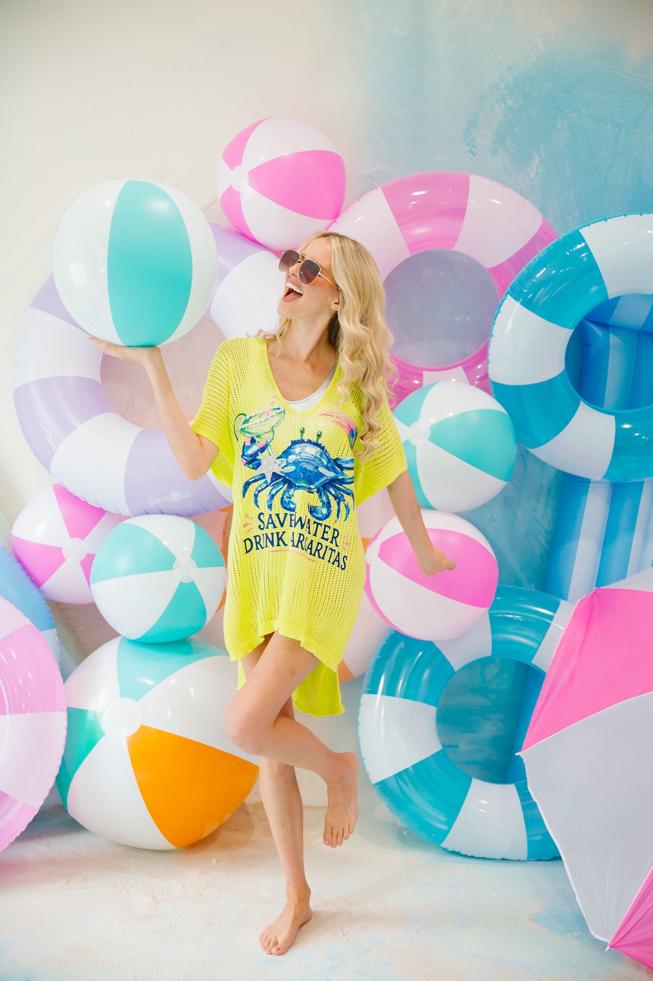 SAVE WATER DRINK MARGS NEON COVERUP SWEATER Judith March