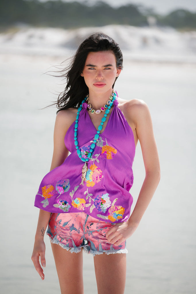 MEET ME IN CABO PURPLE TOP TOP Judith March