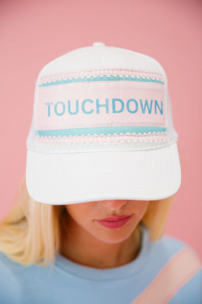 TOUCHDOWN TIME WHITE TRUCKER HAT TRUCKER HAT Judith March   