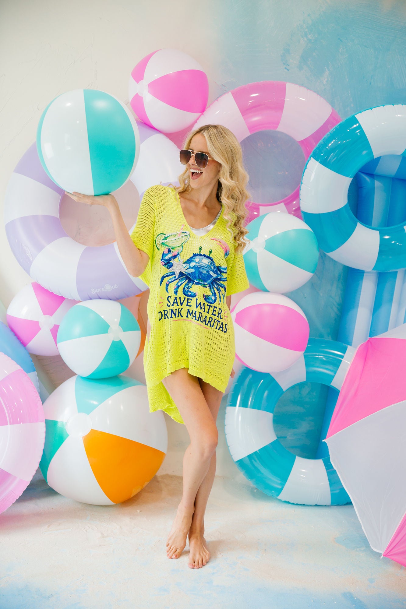 SAVE WATER DRINK MARGS NEON COVERUP SWEATER Judith March