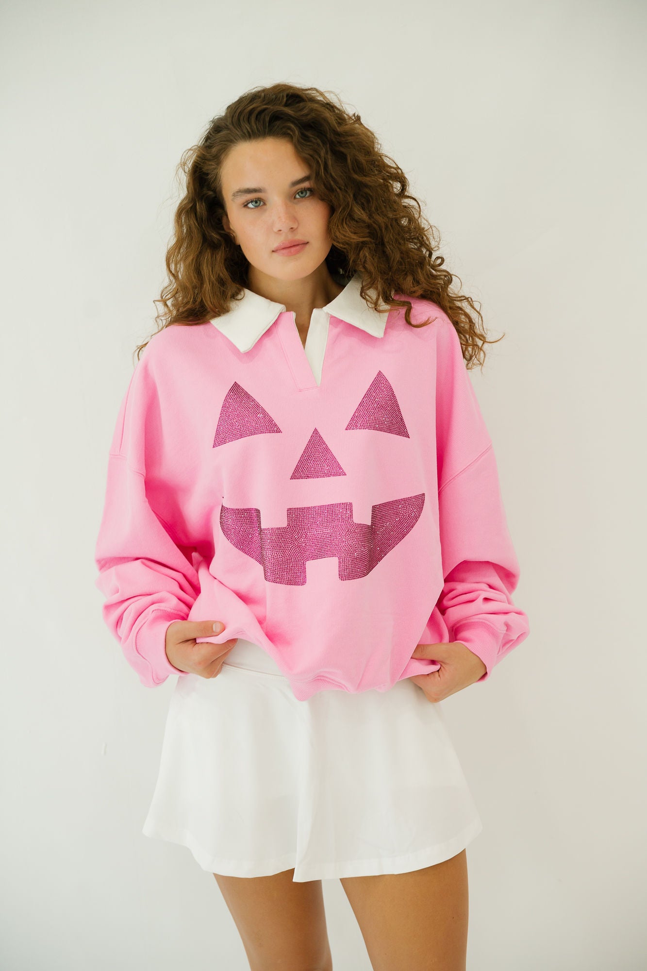 JACK O' LANTERN PINK CREW NECK PULLOVER Judith March