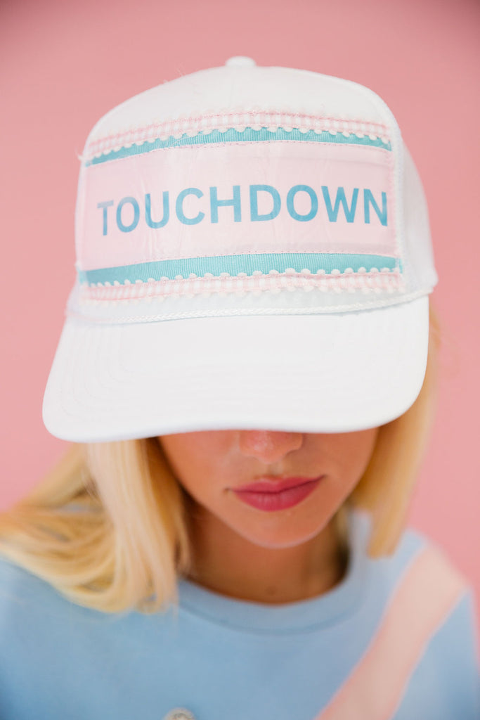 TOUCHDOWN TIME WHITE TRUCKER HAT TRUCKER HAT Judith March   