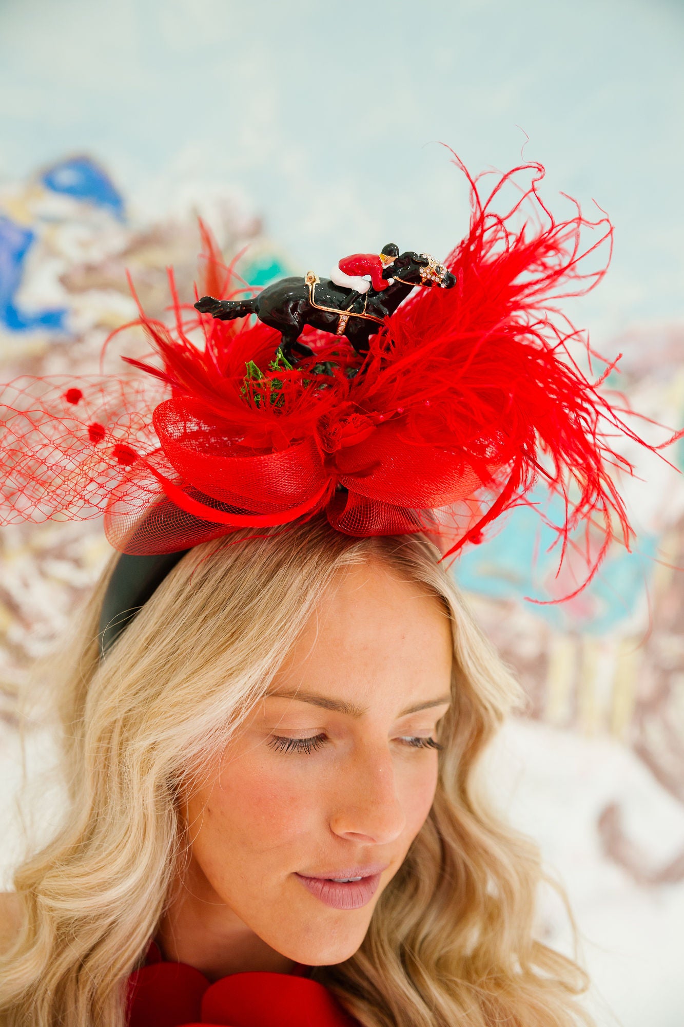 SCARLET STAKES FASCINATOR (ONE OF A KIND) FASCINATOR Judith March