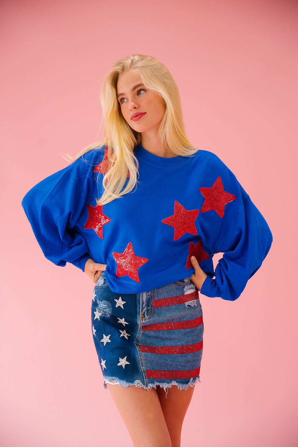 USA FLAG DENIM SKIRT SKIRT Judith March