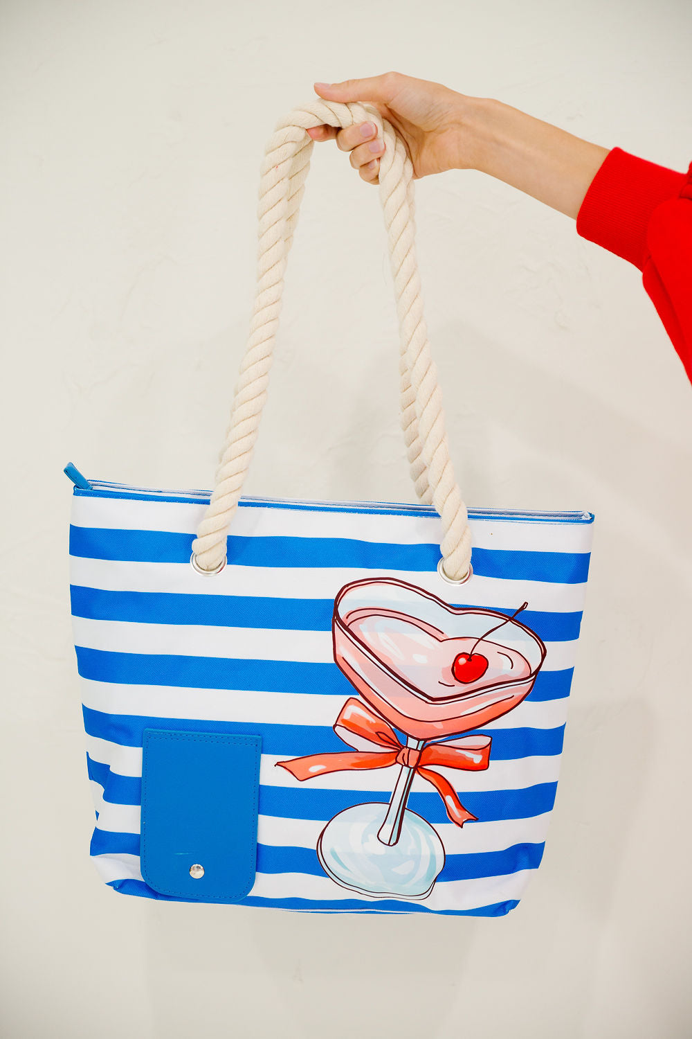 **HEART COCKTAIL STRIPED COOLER BAG TOTE BAG Judith March