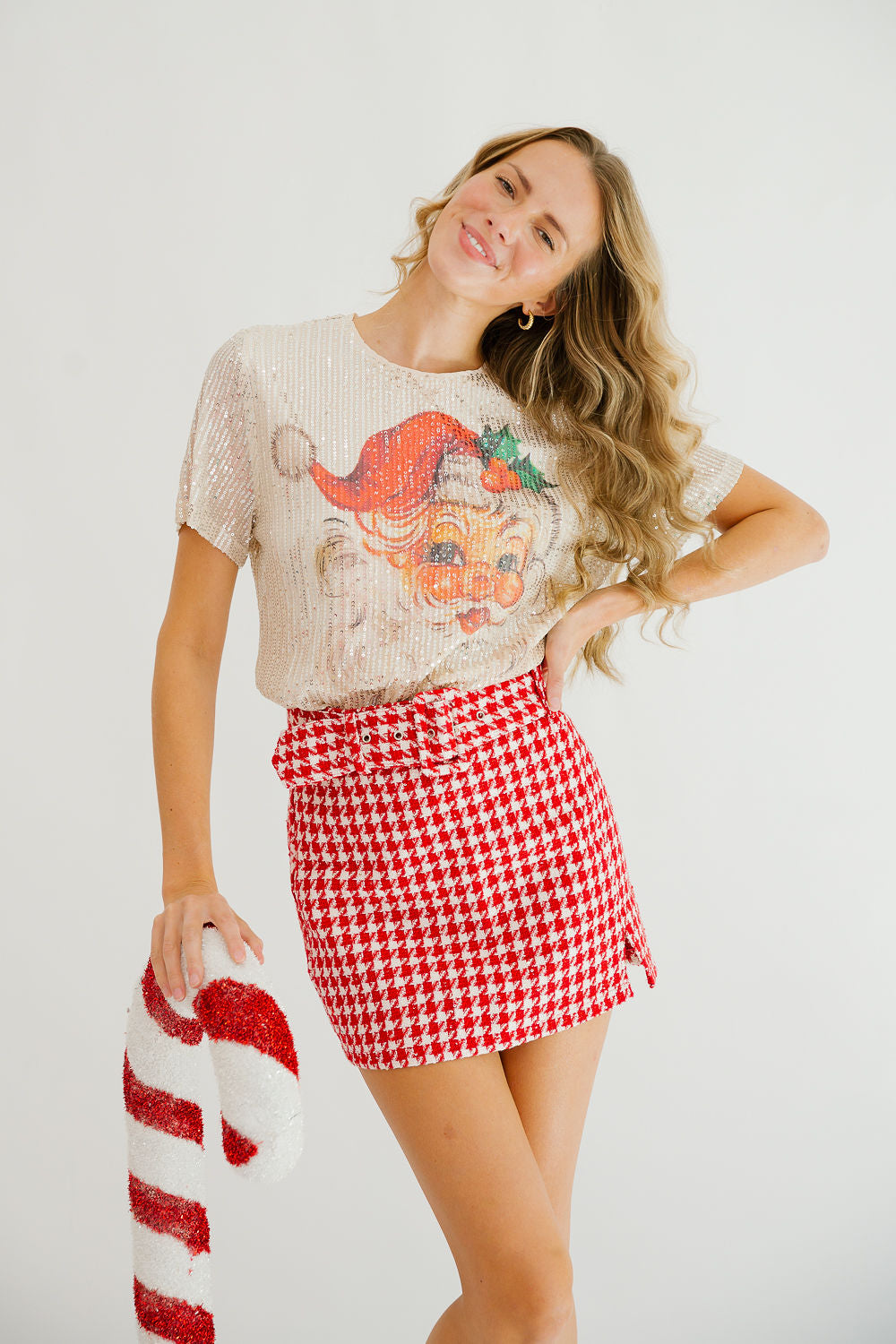 SANTA MISTLETOE SEQUIN TOP TOP Judith March