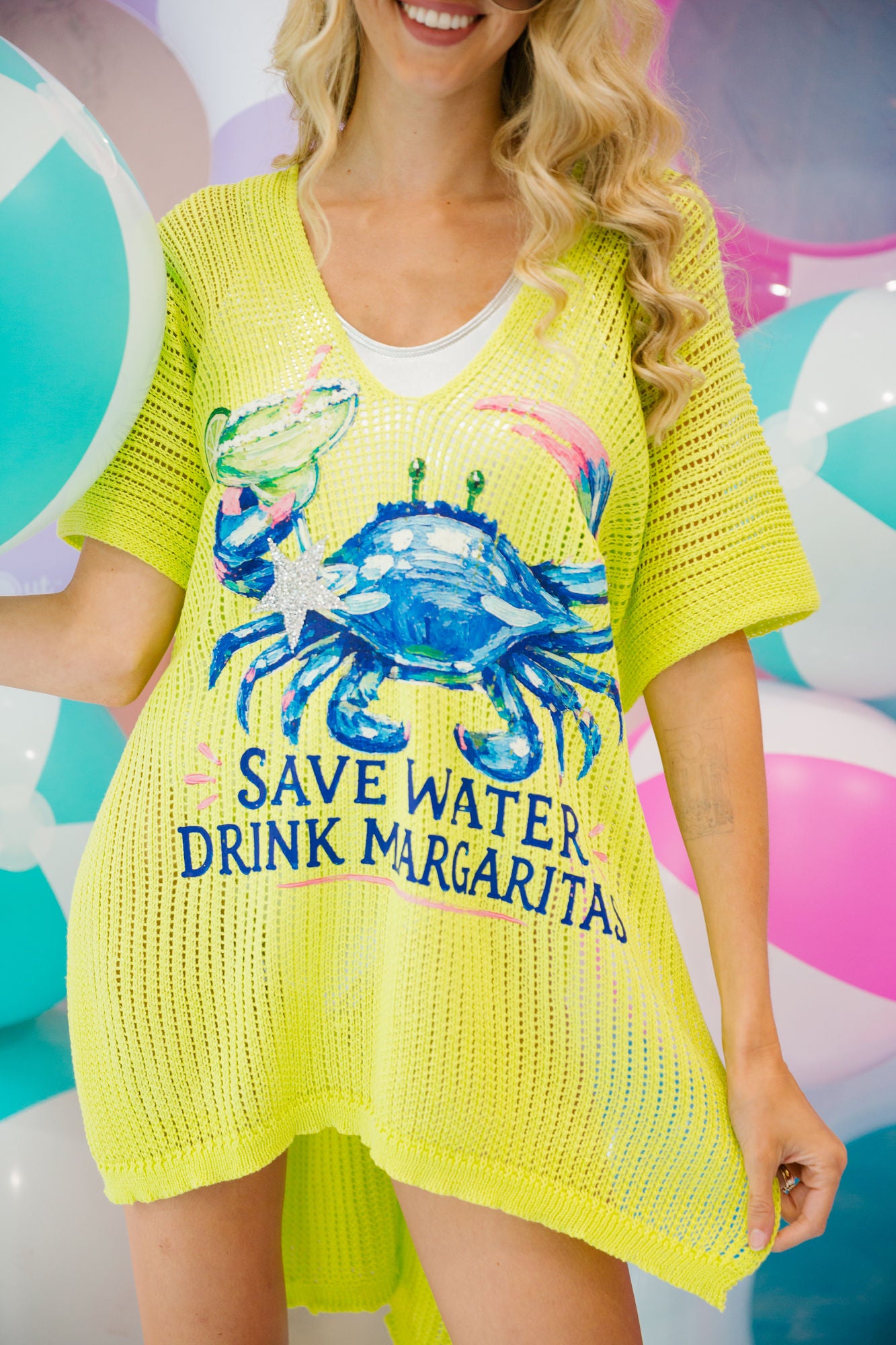 SAVE WATER DRINK MARGS NEON COVERUP SWEATER Judith March