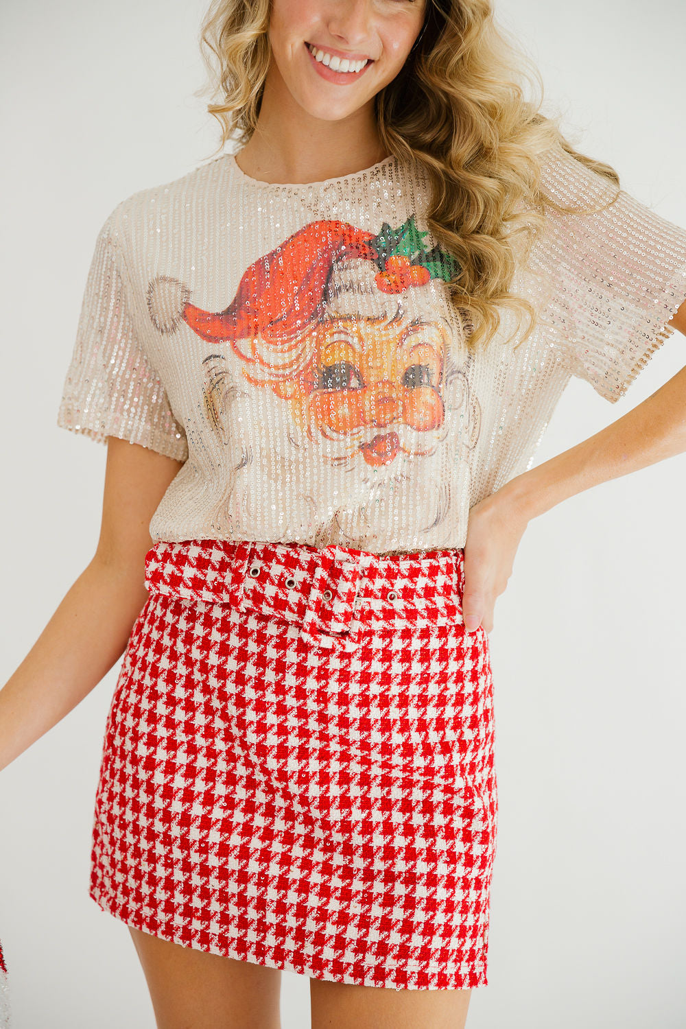 SANTA MISTLETOE SEQUIN TOP TOP Judith March