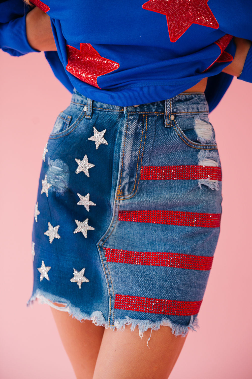 USA FLAG DENIM SKIRT SKIRT Judith March
