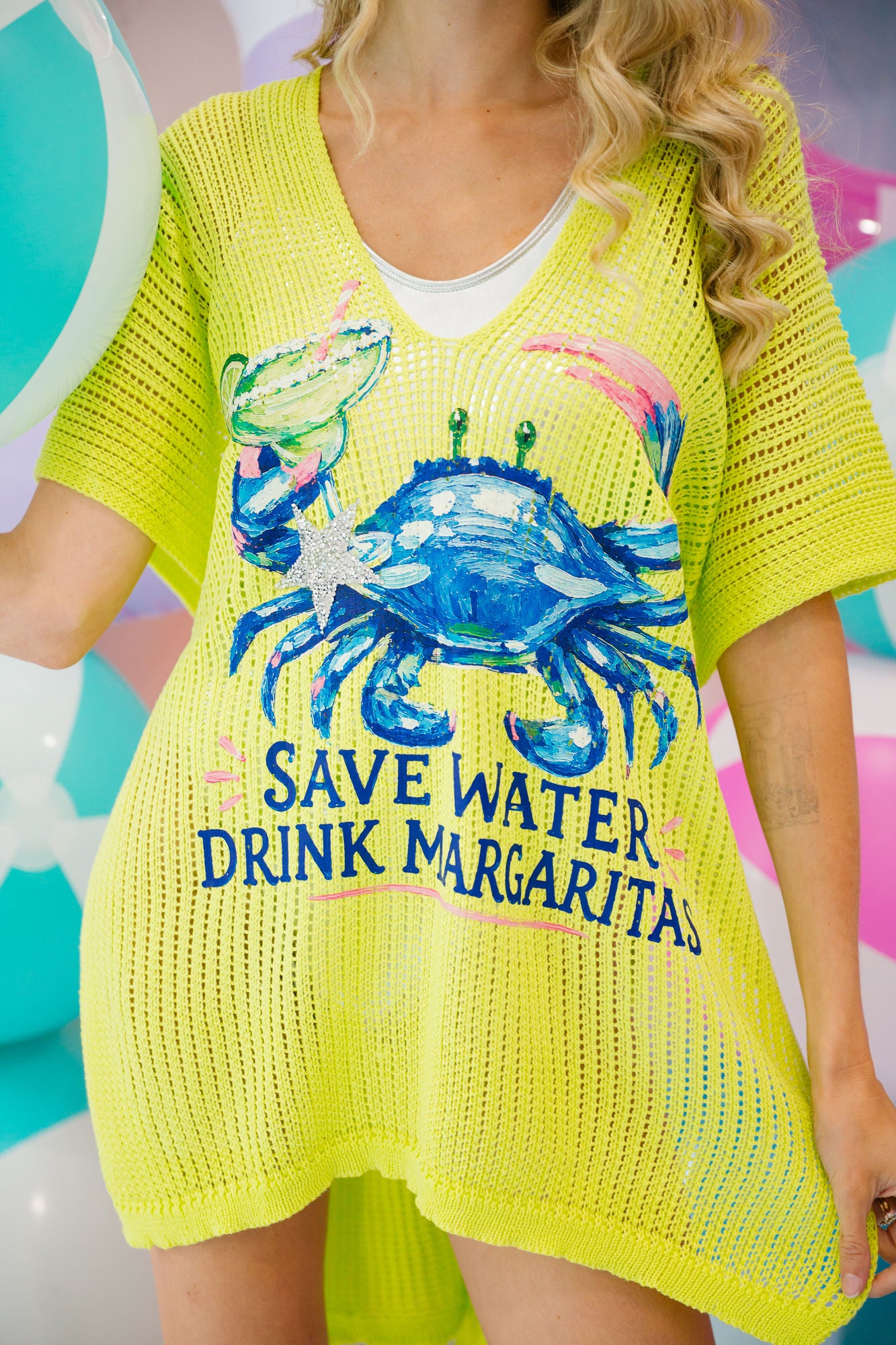 SAVE WATER DRINK MARGS NEON COVERUP SWEATER Judith March