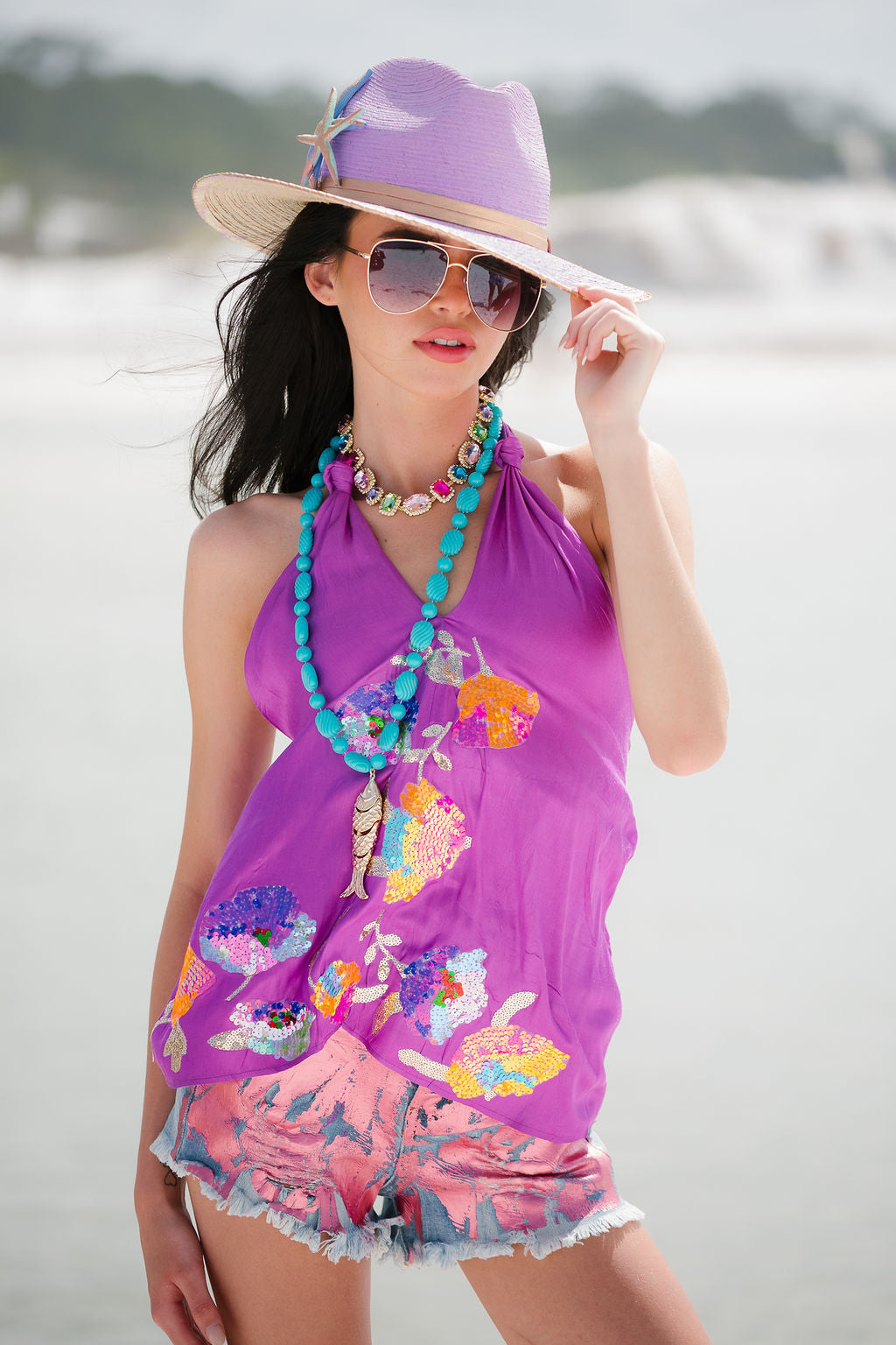 MEET ME IN CABO PURPLE TOP TOP Judith March